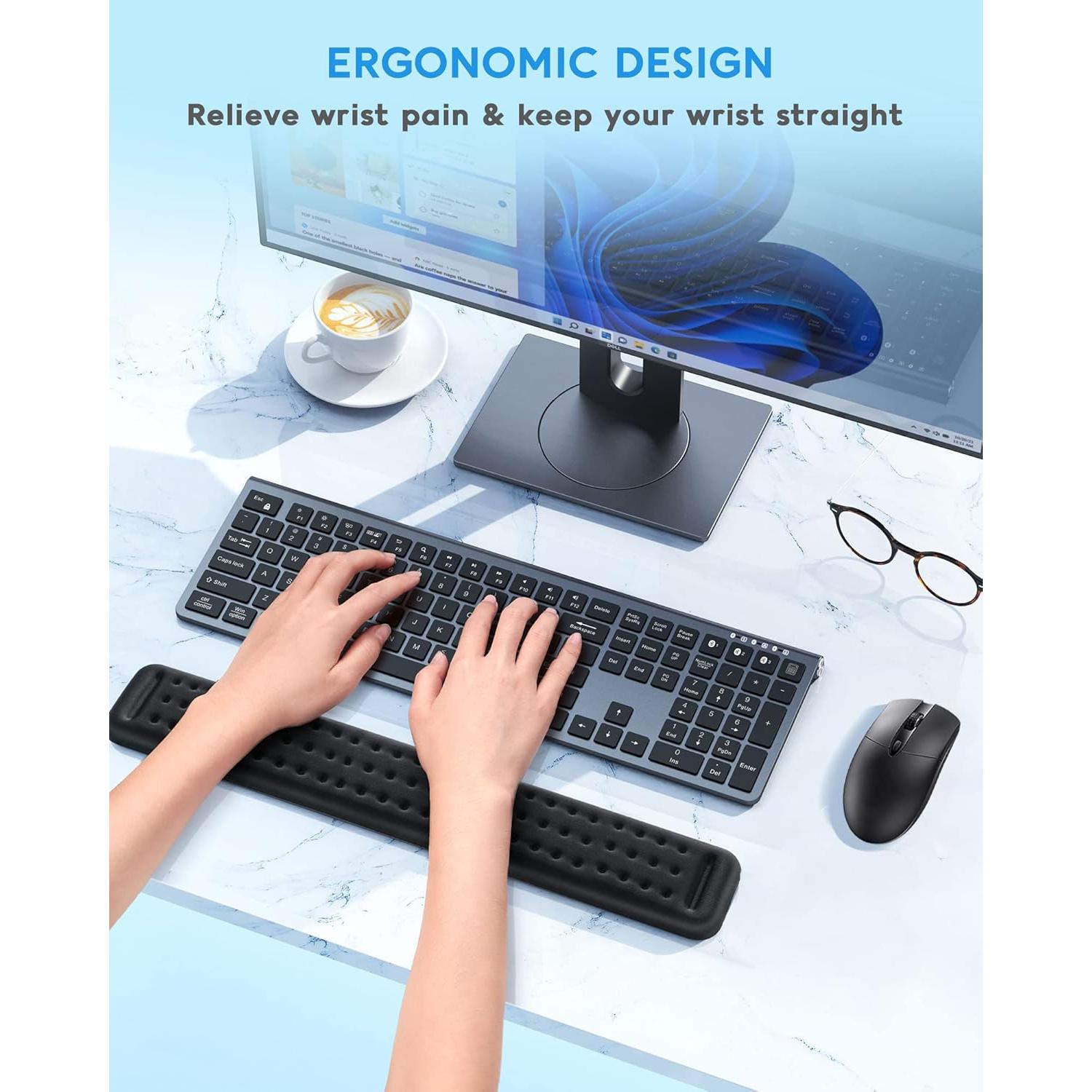 Reposamuñecas Ergonómico Lekvey de Espuma Viscoelástica Negro