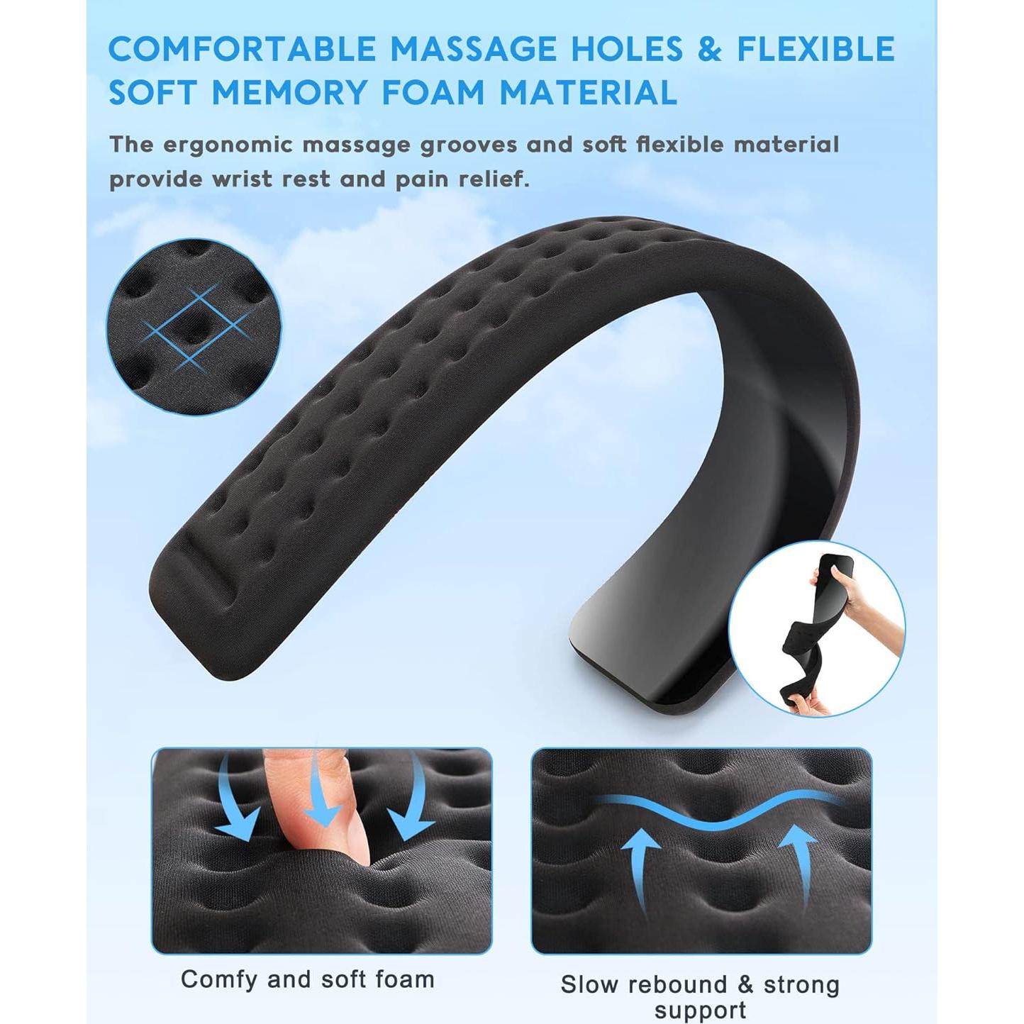 Reposamuñecas Ergonómico Lekvey de Espuma Viscoelástica Negro