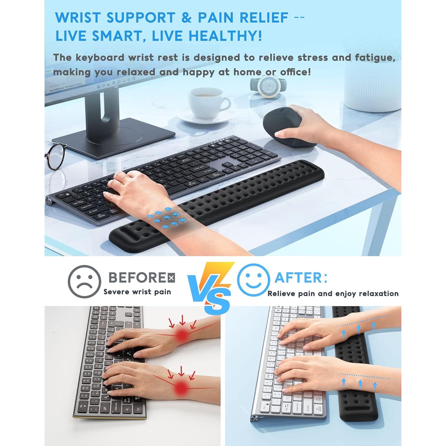 Reposamuñecas Ergonómico Lekvey de Espuma Viscoelástica Negro