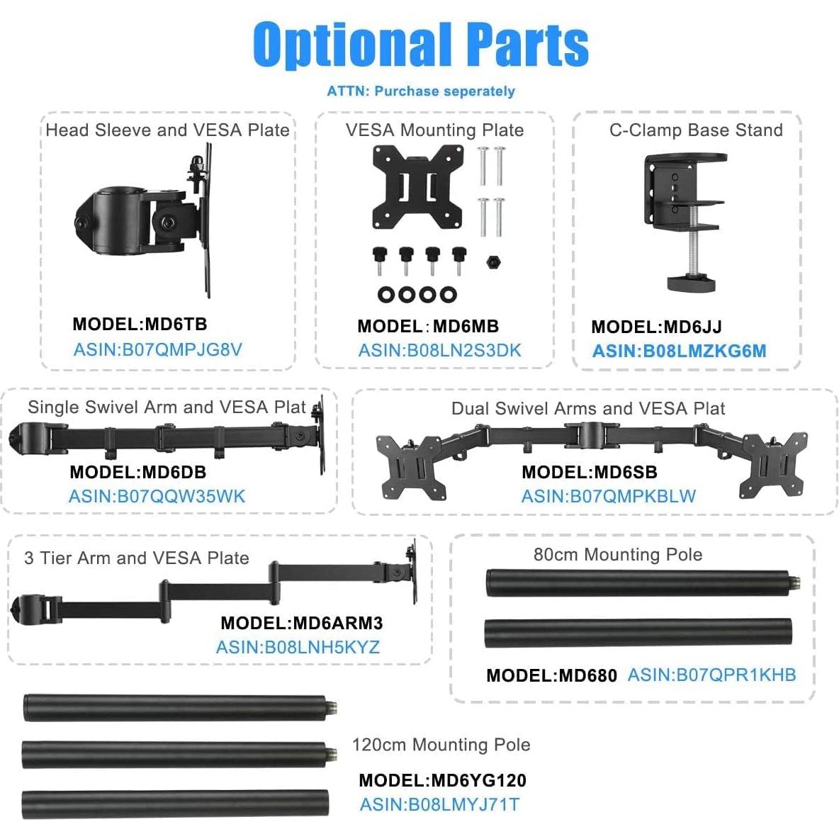 Soporte de Monitor Suptek MD9421 Ajustable 13" a 32" Negro