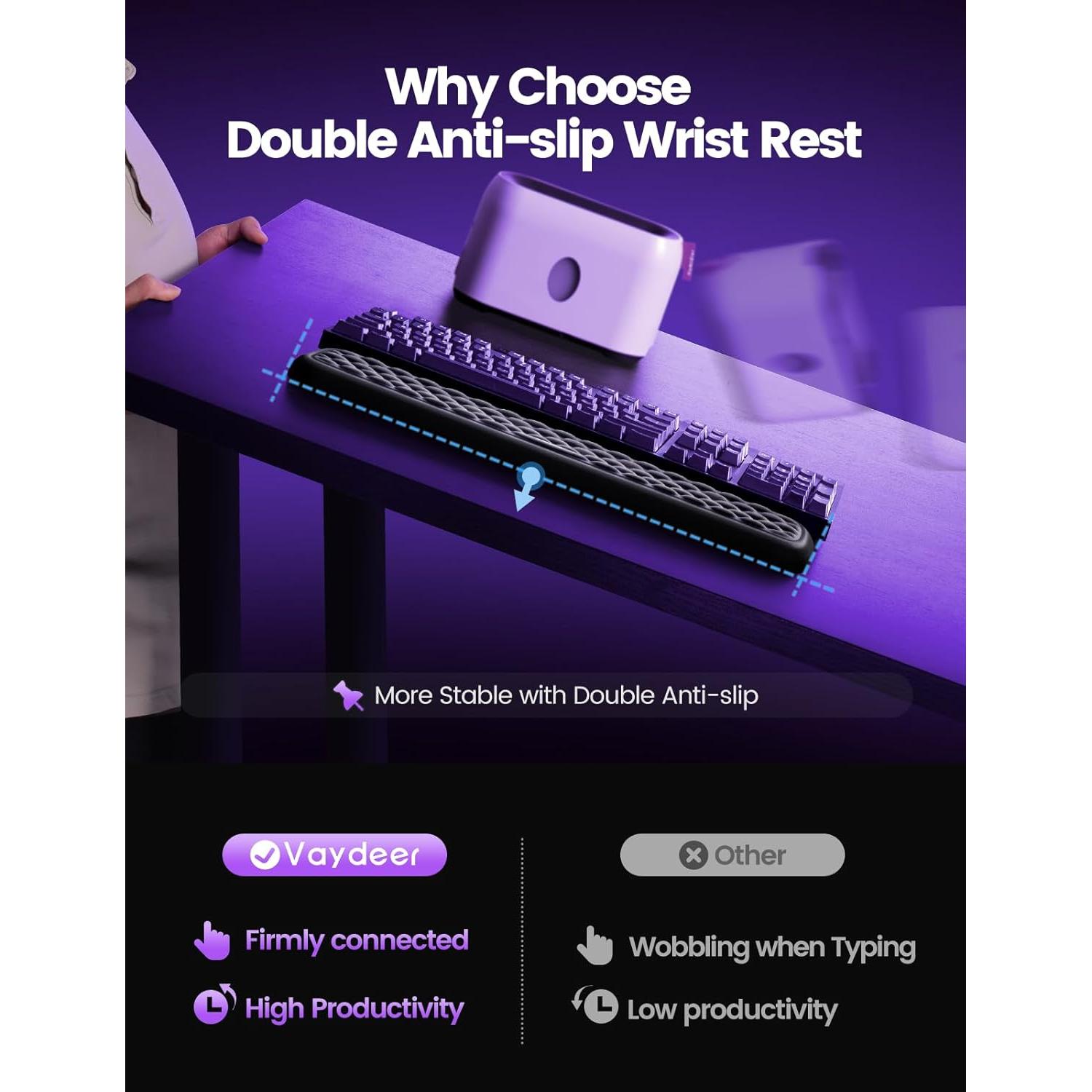 Reposamuñecas Vaydeer Ergonómico para Teclado Mecánico Negro