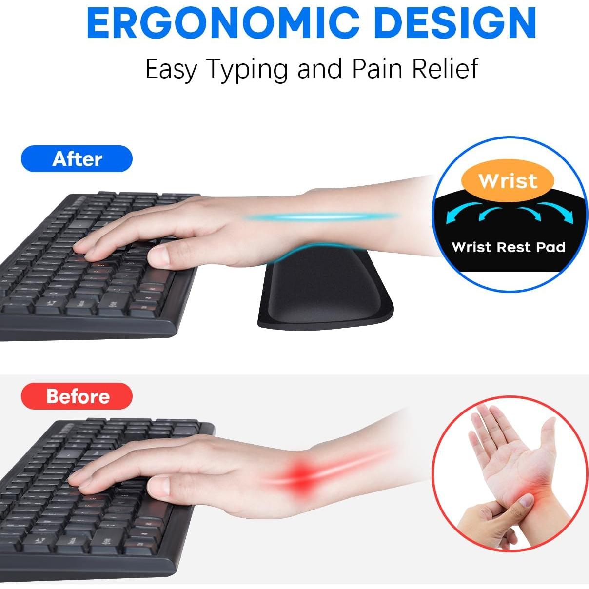 Almohadilla para Muñeca de Teclado QINGLER 2 Pack Ergonómica