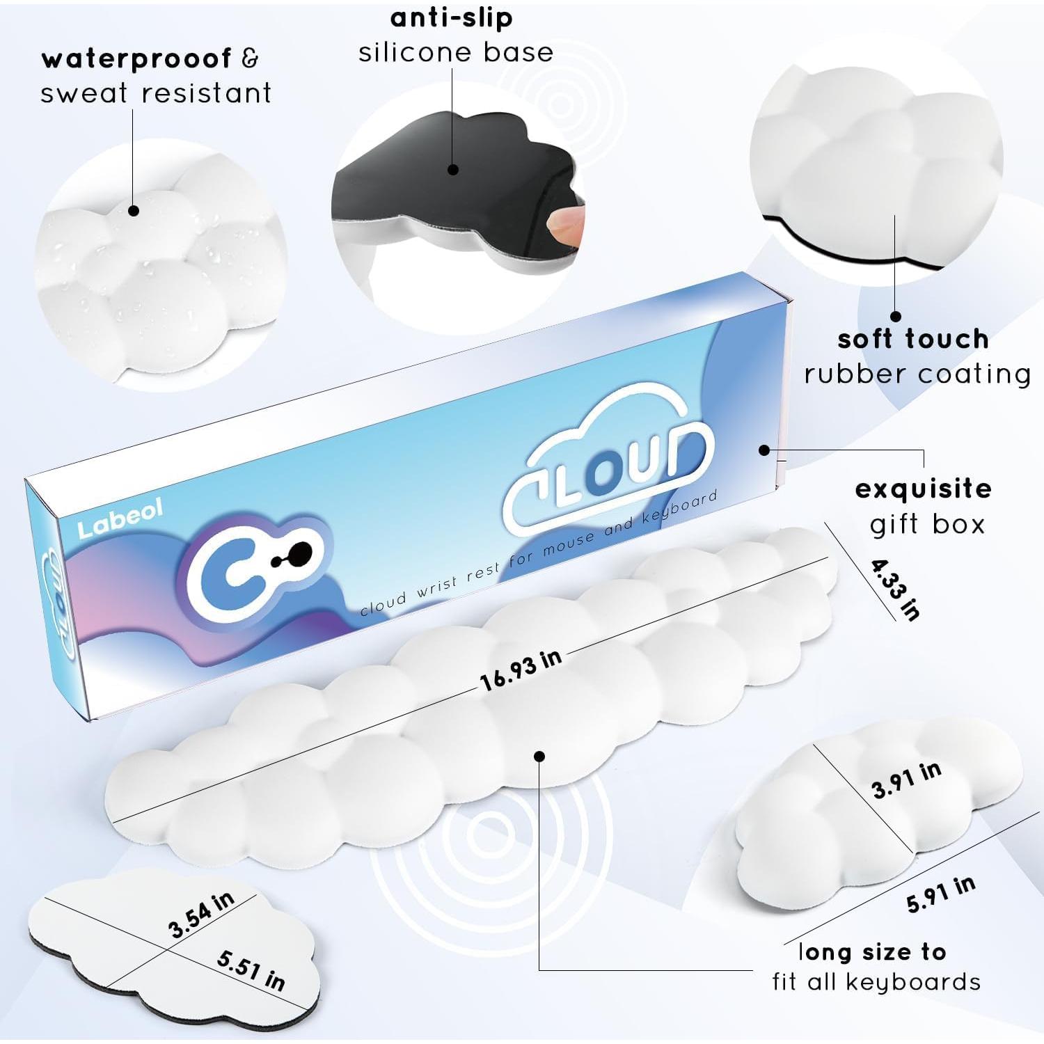 Reposamuñecas Ergonómico Labeol Nube Espuma Memoria Blanco