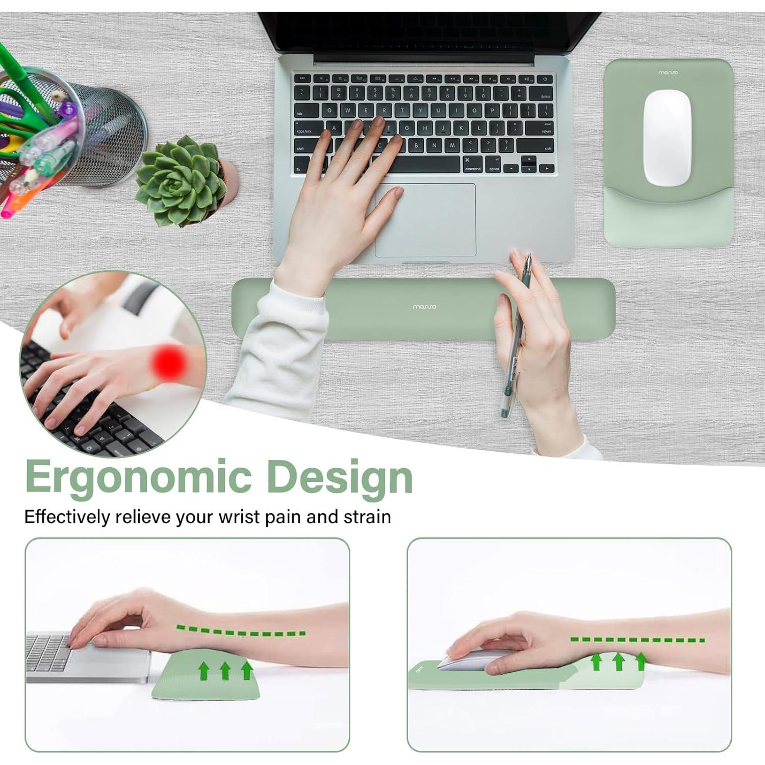 Soporte Reposamuñecas Ergonómico MOSISO Verde 43x7.5cm