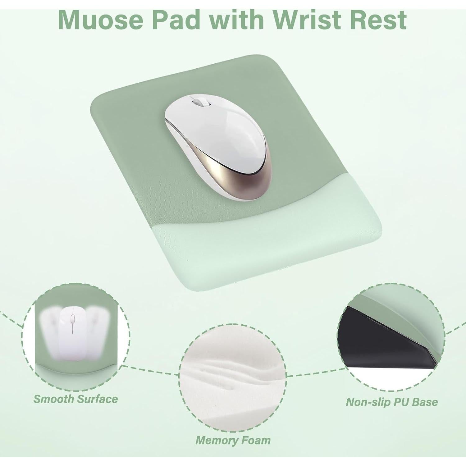 Soporte Reposamuñecas Ergonómico MOSISO Verde 43x7.5cm