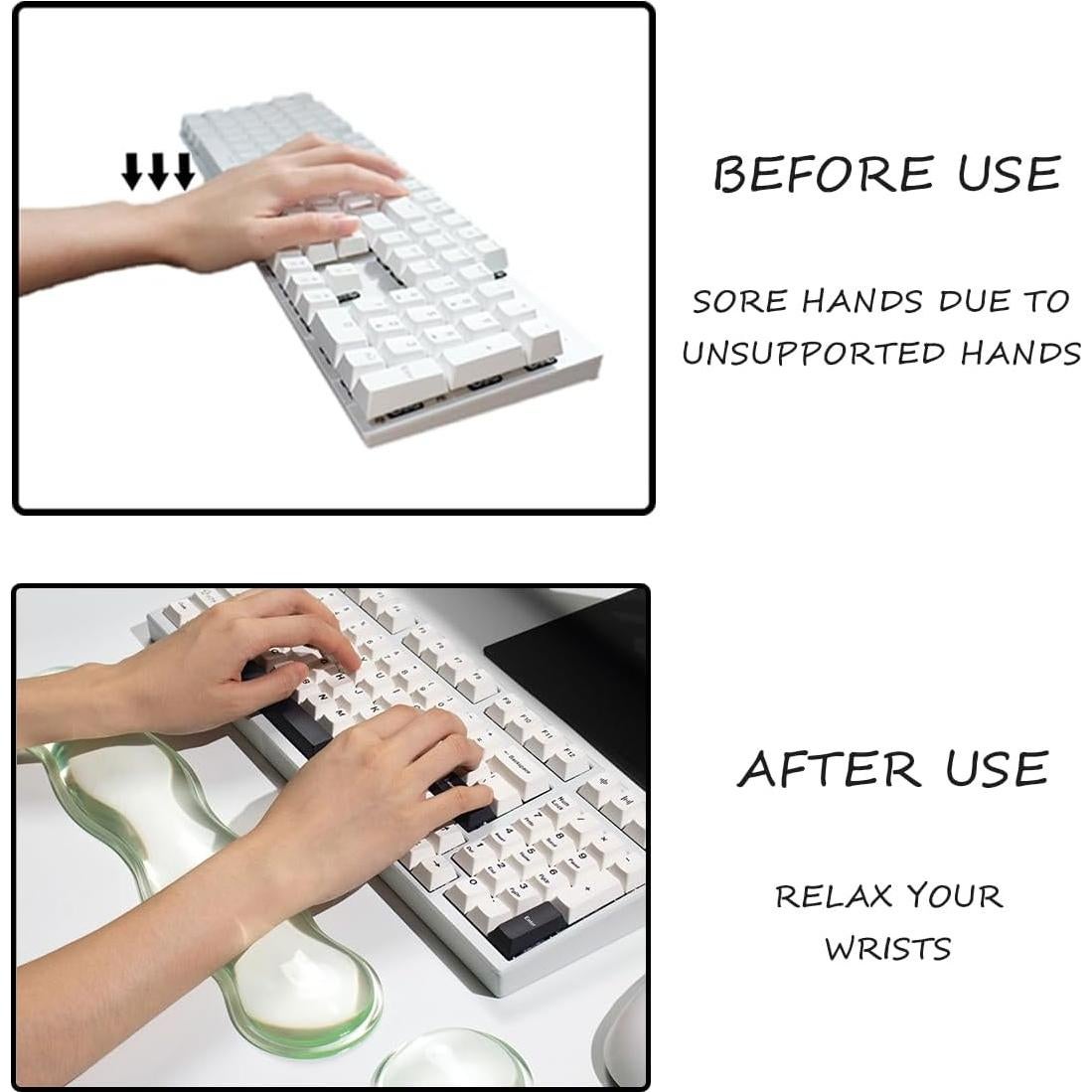 Juego de Reposamuñecas Ergonómico Silicona Verde 36x8cm