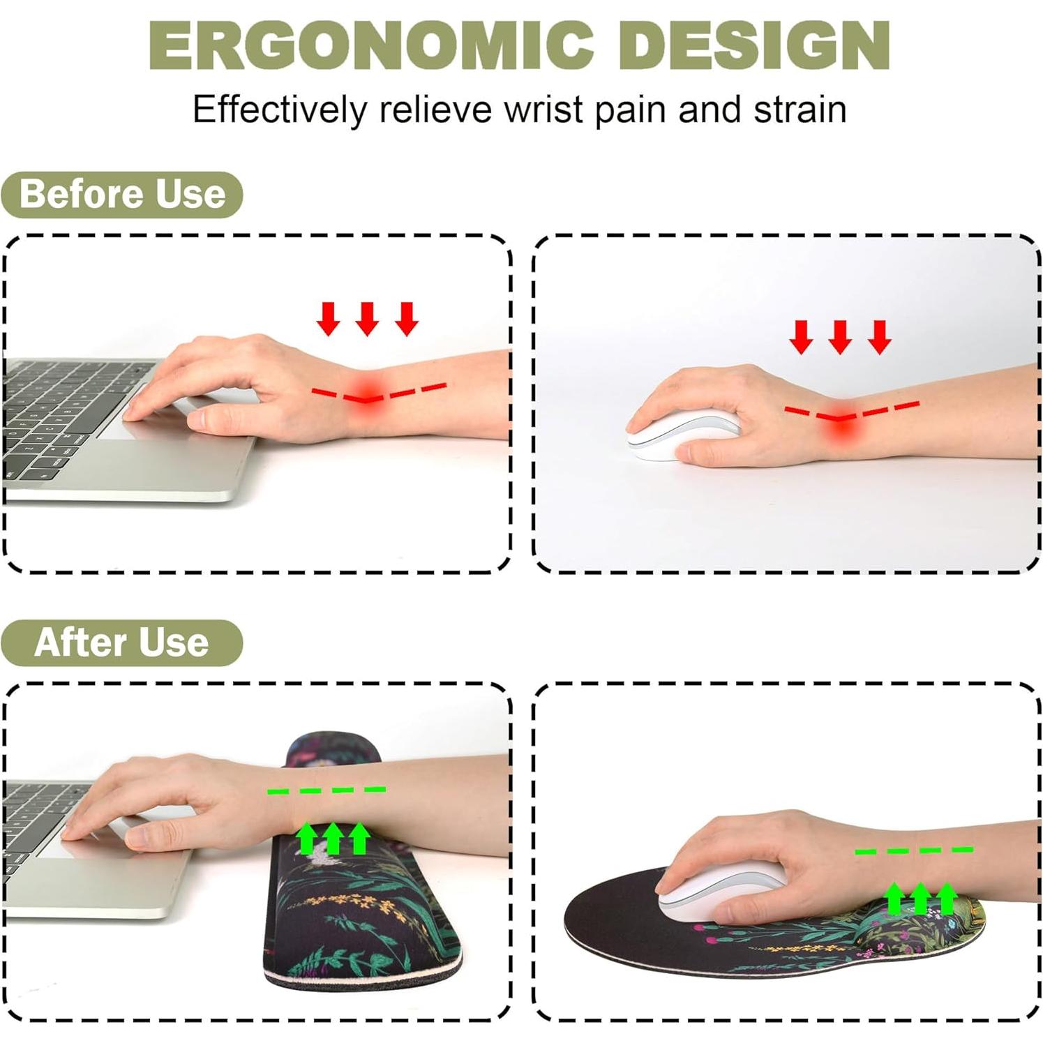 Almohadilla Ergonómica G JGOO con Reposamuñecas para Teclado y Ratón