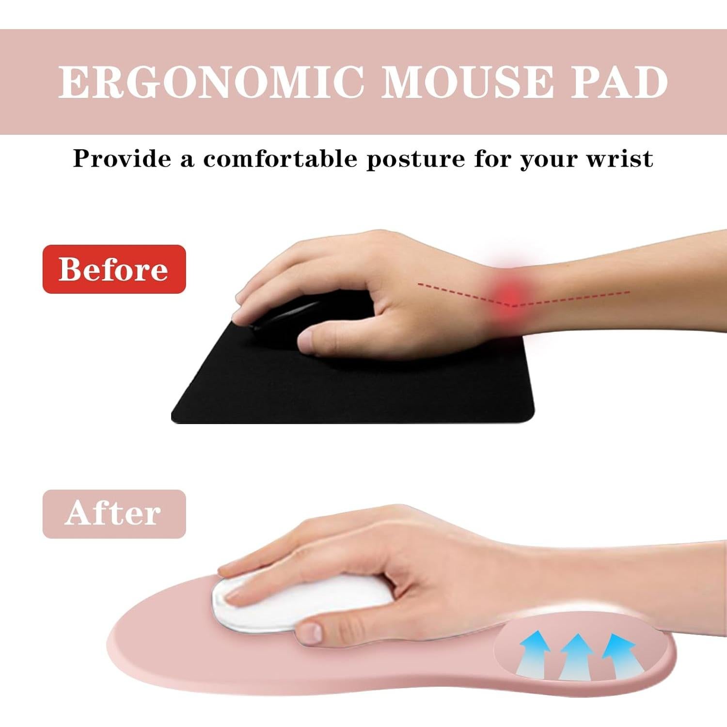 Alfombrilla de Ratón Ergonómica KEPUTAIER Rosa con Reposamuñecas