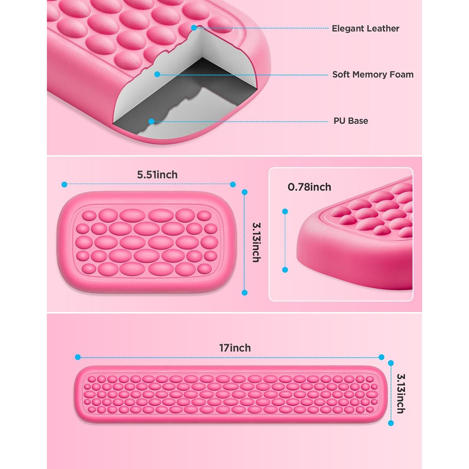 Reposamuñecas Ergonómico Lekvey PU Rosa Claro 43x8cm