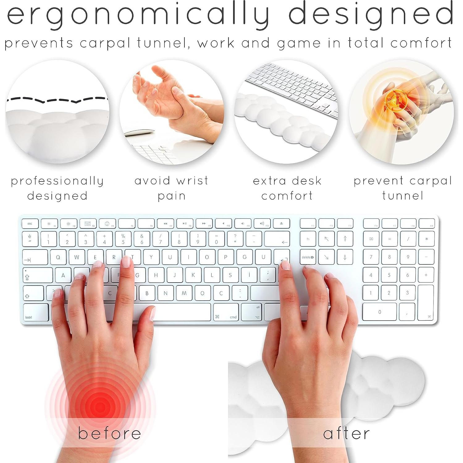 Reposamuñecas Ergonómico Qloud Nube Blanca para Teclado