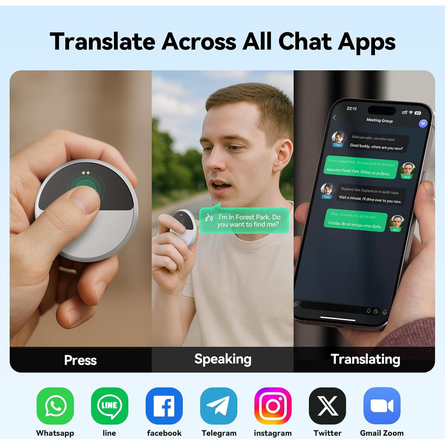 Traductor de Idiomas AI InnAIO 150 Idiomas Offline Negro