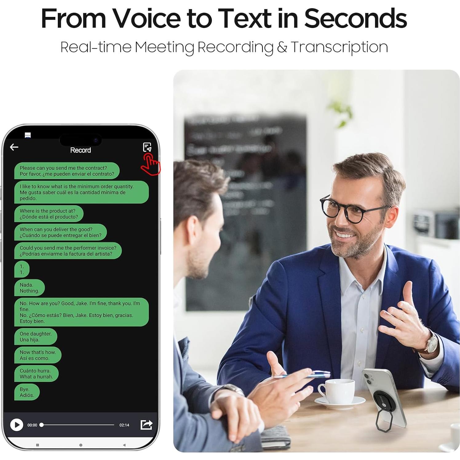 Traductor Grabador AI 3-en-1 BrexLink 140+ Idiomas