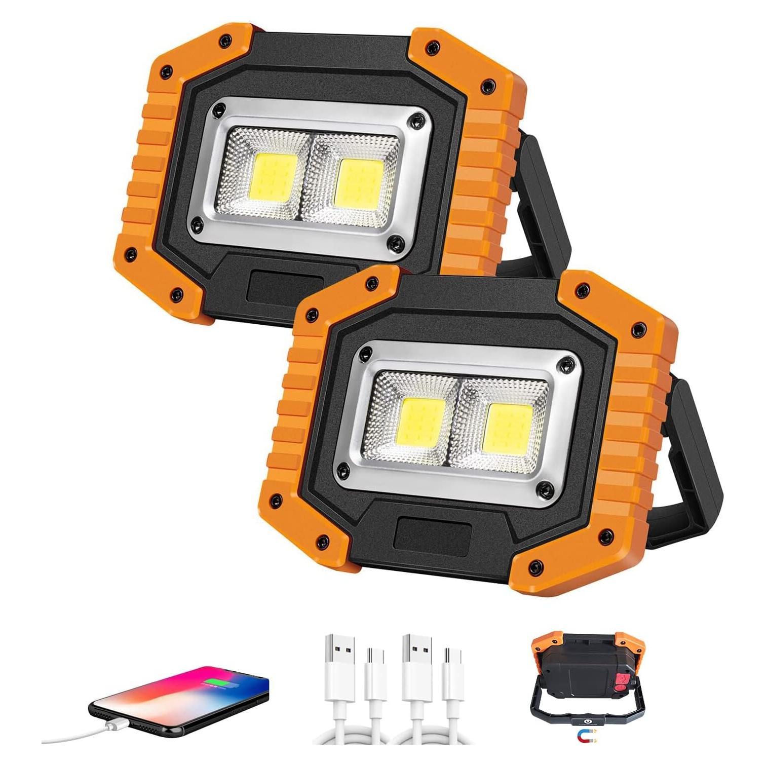 OTYTY Luz de Trabajo LED 30W 1500LM Recargable Magnética