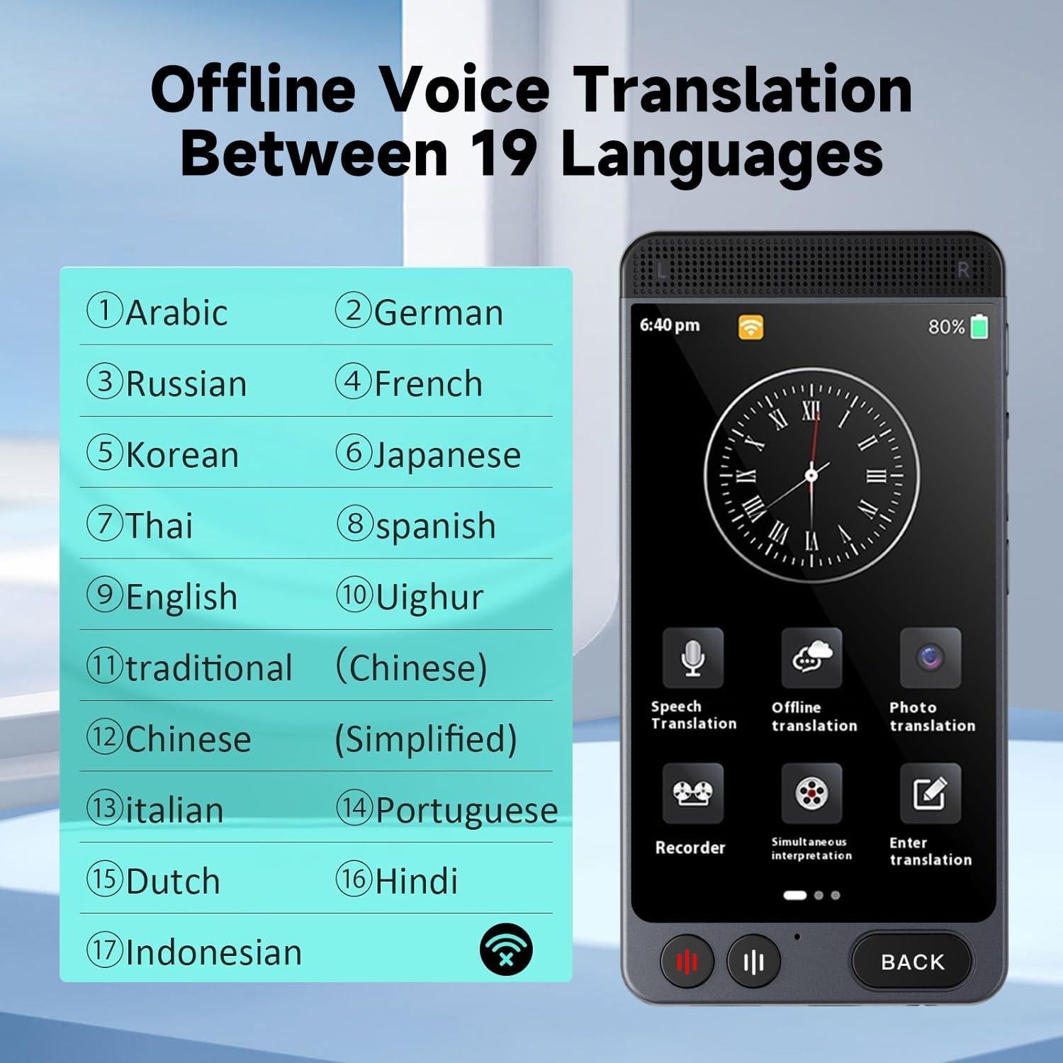 Traductor de Idiomas Offline D21 MiniBear 142 Idiomas AI