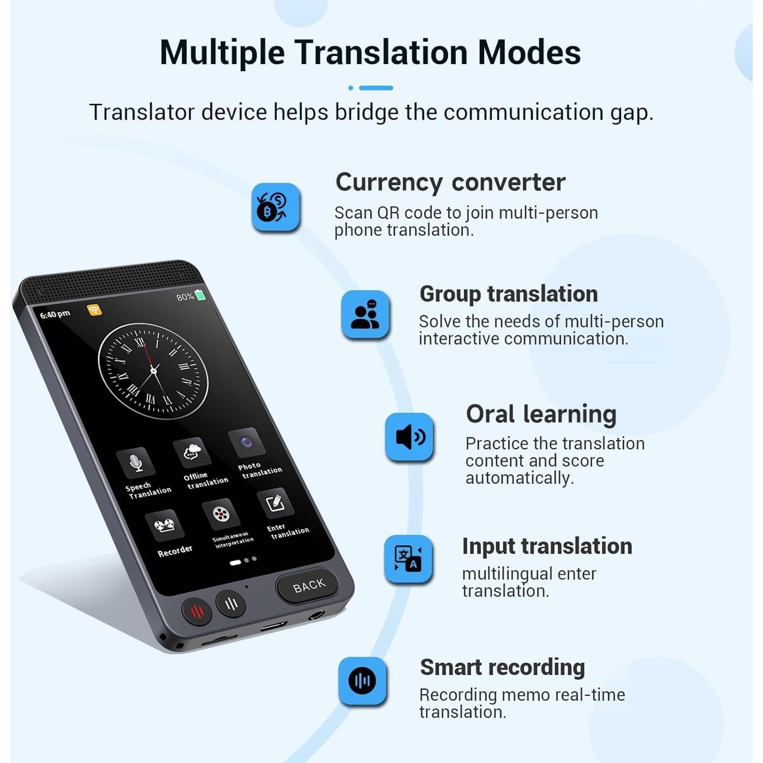 Traductor de Idiomas Offline D21 MiniBear 142 Idiomas AI