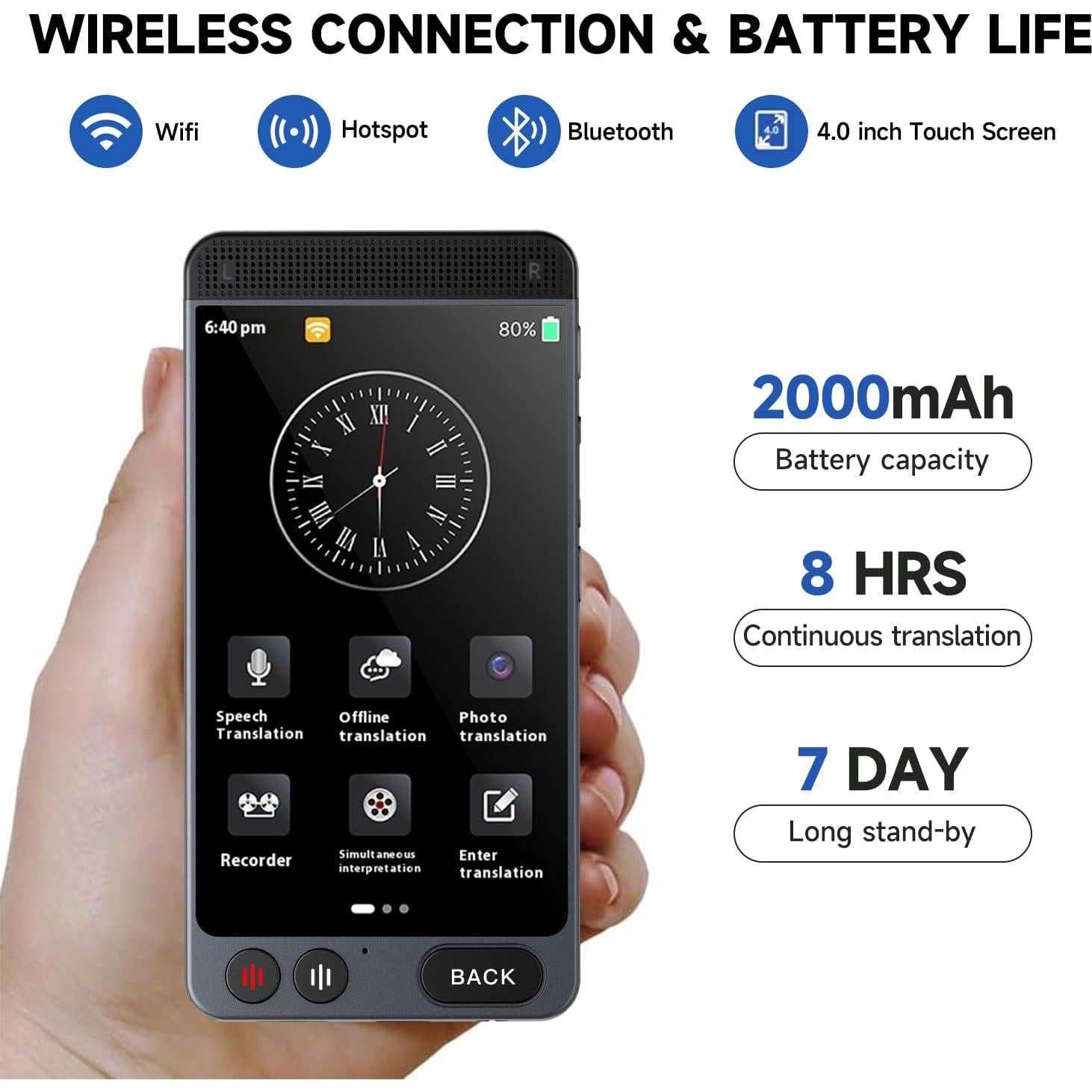 Traductor de Idiomas Offline D21 MiniBear 142 Idiomas AI