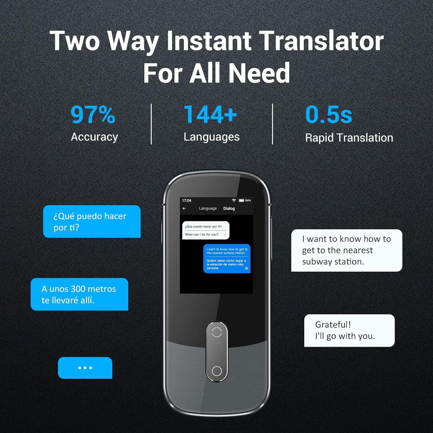 Traductor de Voz Anfier W09 PRO Offline 144 Idiomas Gris