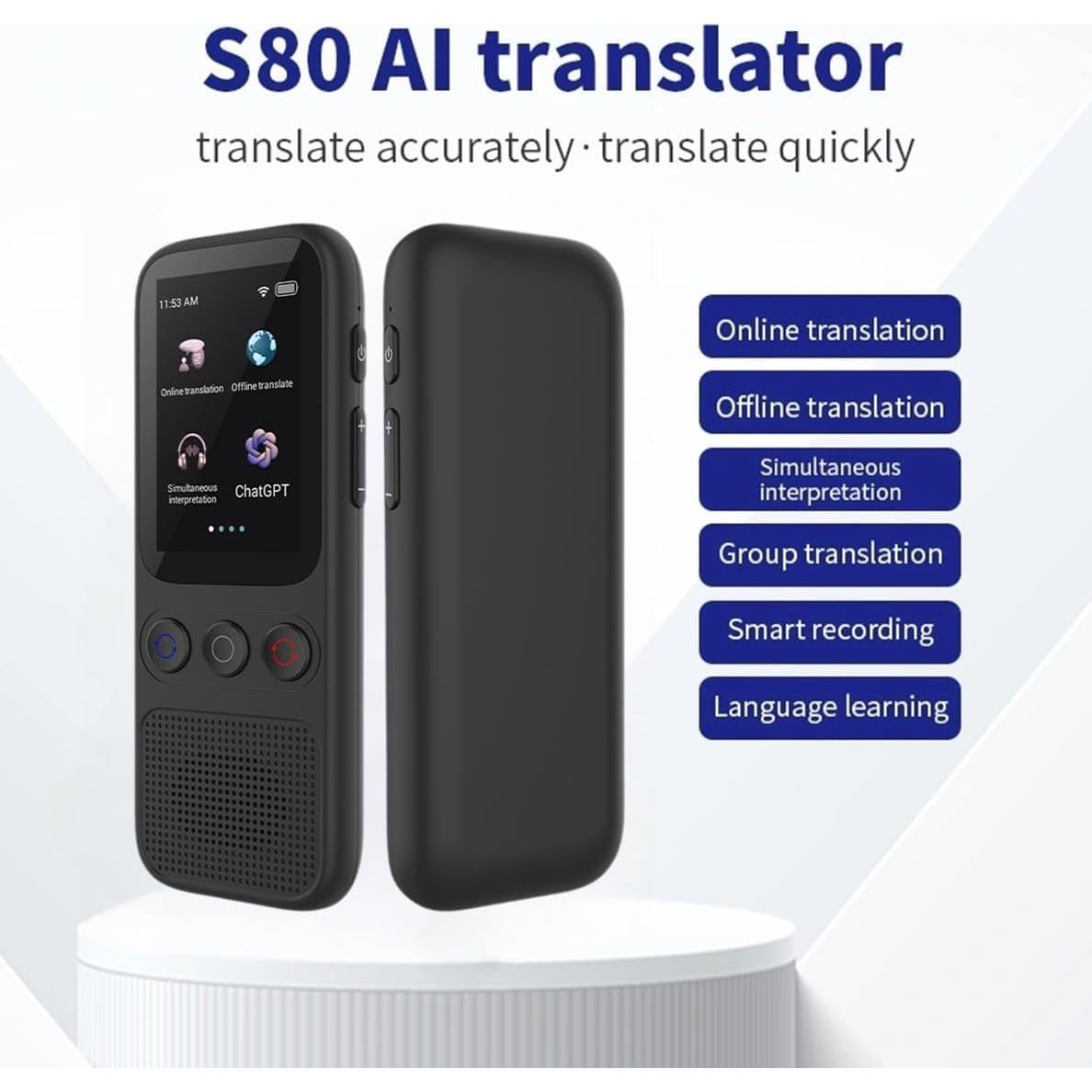 Traductor de Idiomas WQV S80 Bidireccional 138 Idiomas