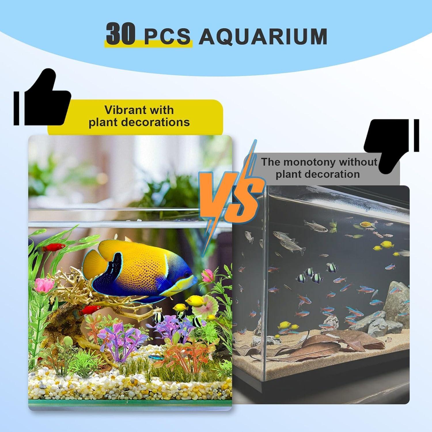 30 Plantas Artificiales para Acuario Gupawix Multicolor