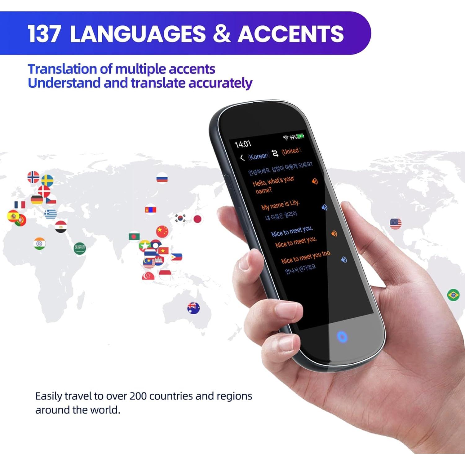 Traductor de Idiomas Neyes 2024, 137 Idiomas, 4" HD