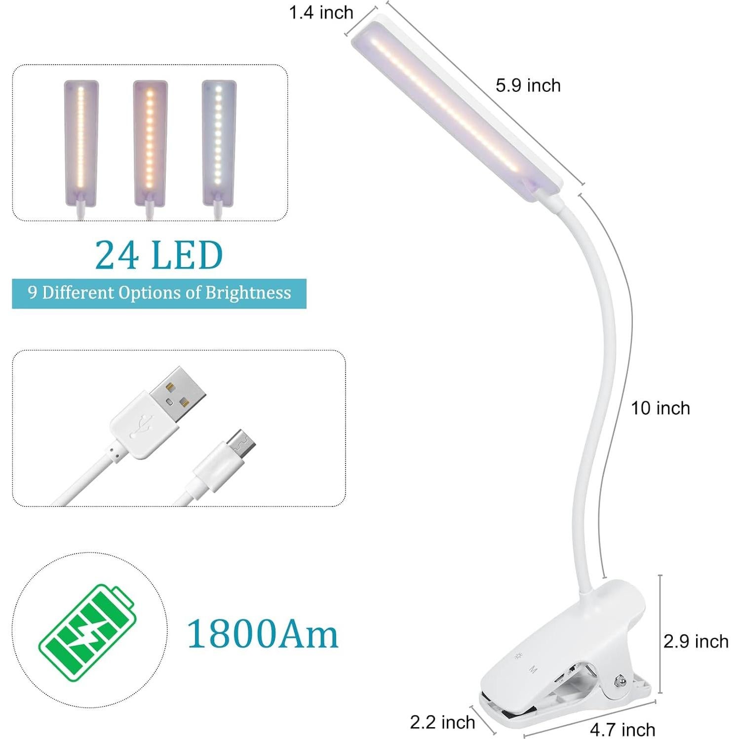 Luz de Lectura LED Deaunbr WS0030 con Clip y USB