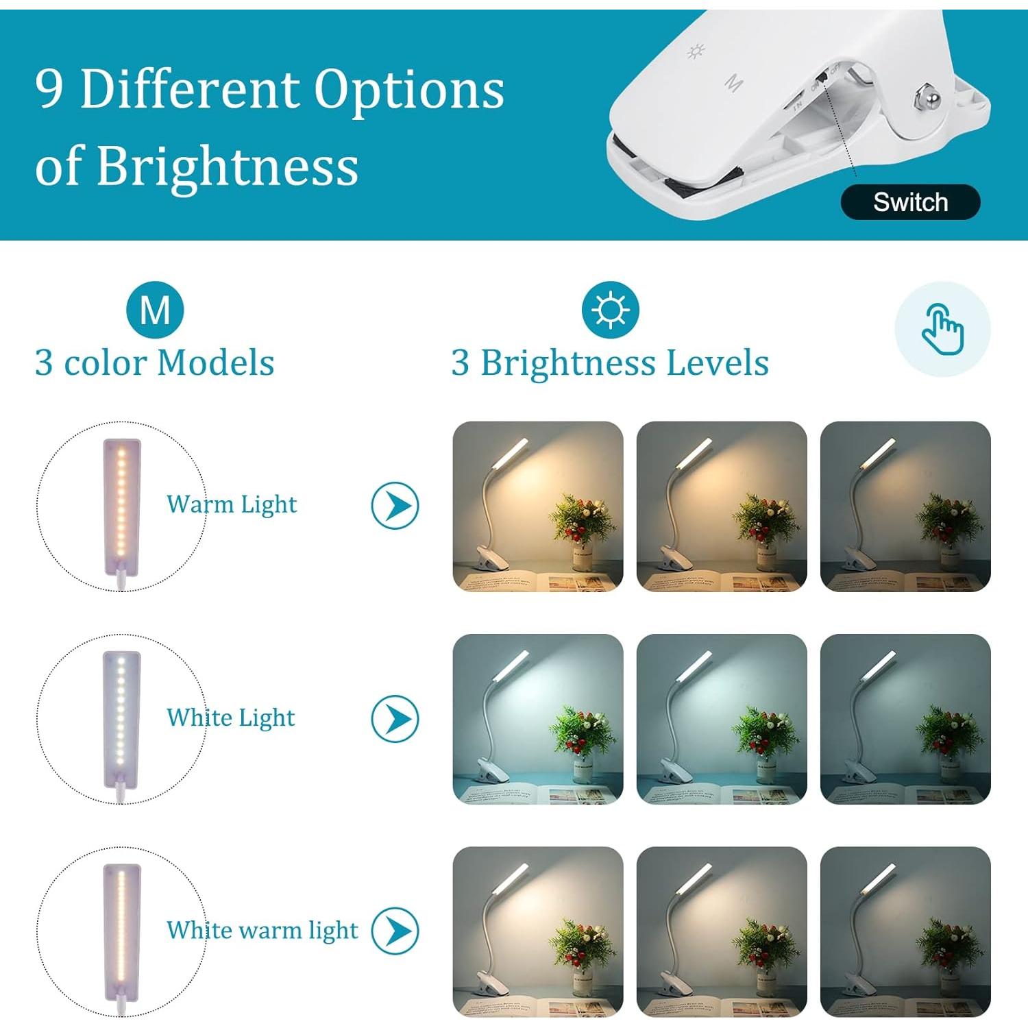 Luz de Lectura LED Deaunbr WS0030 con Clip y USB