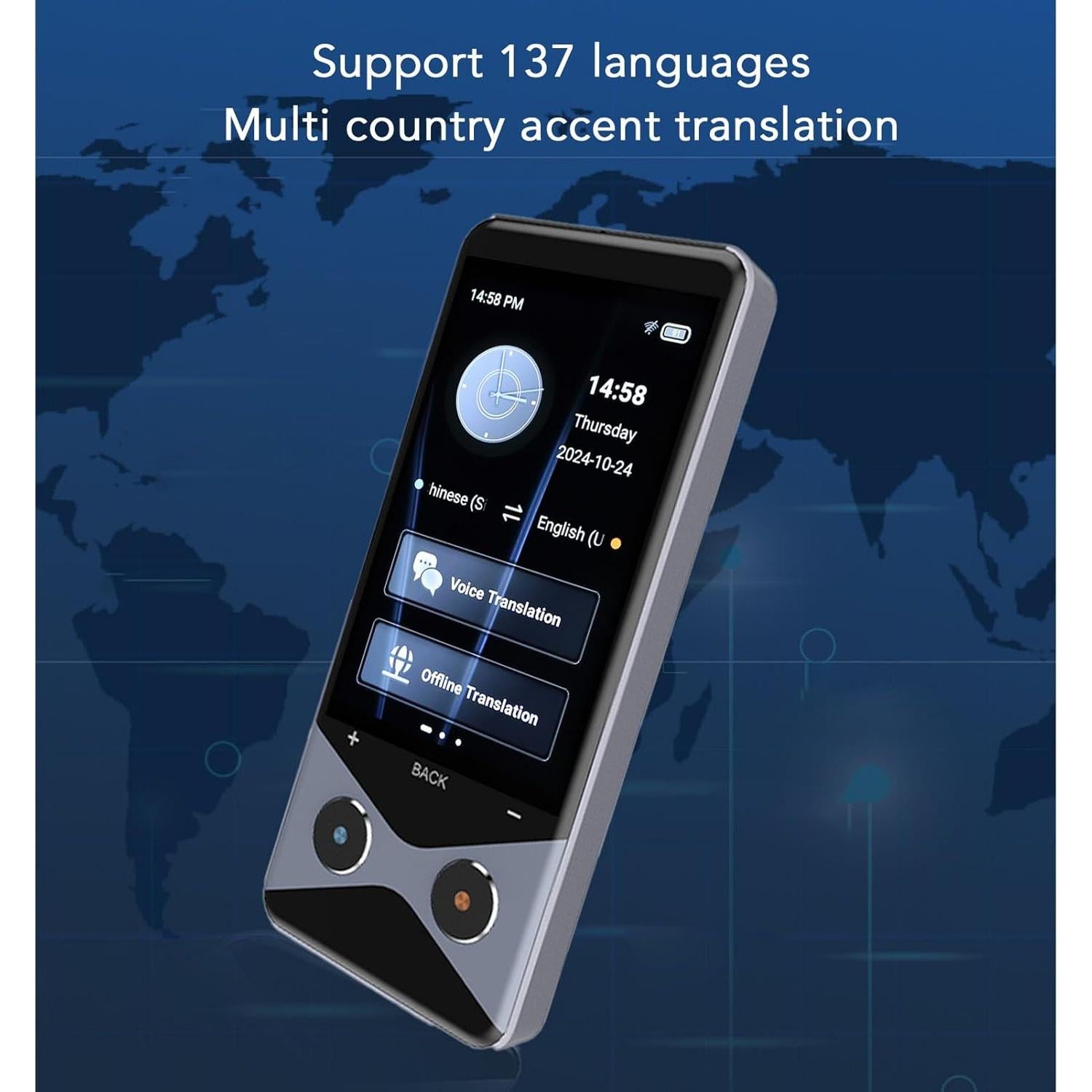 Language Translator Device, Two Way Real Time Voice Translation Support 137 Languages, Portable Real Time Voice Translation Online Offline AI Text Photo Translation for Travel