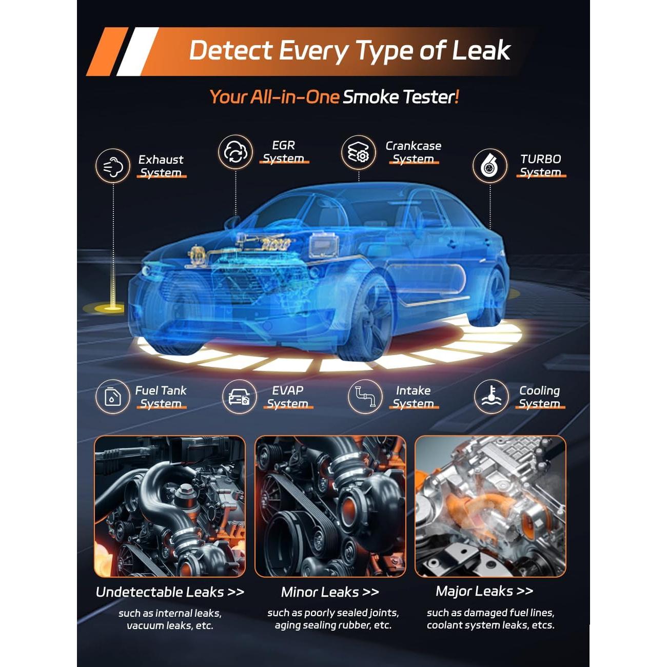 Probador de Fugas de Humo Solary SD301-OR 12V DC Portátil