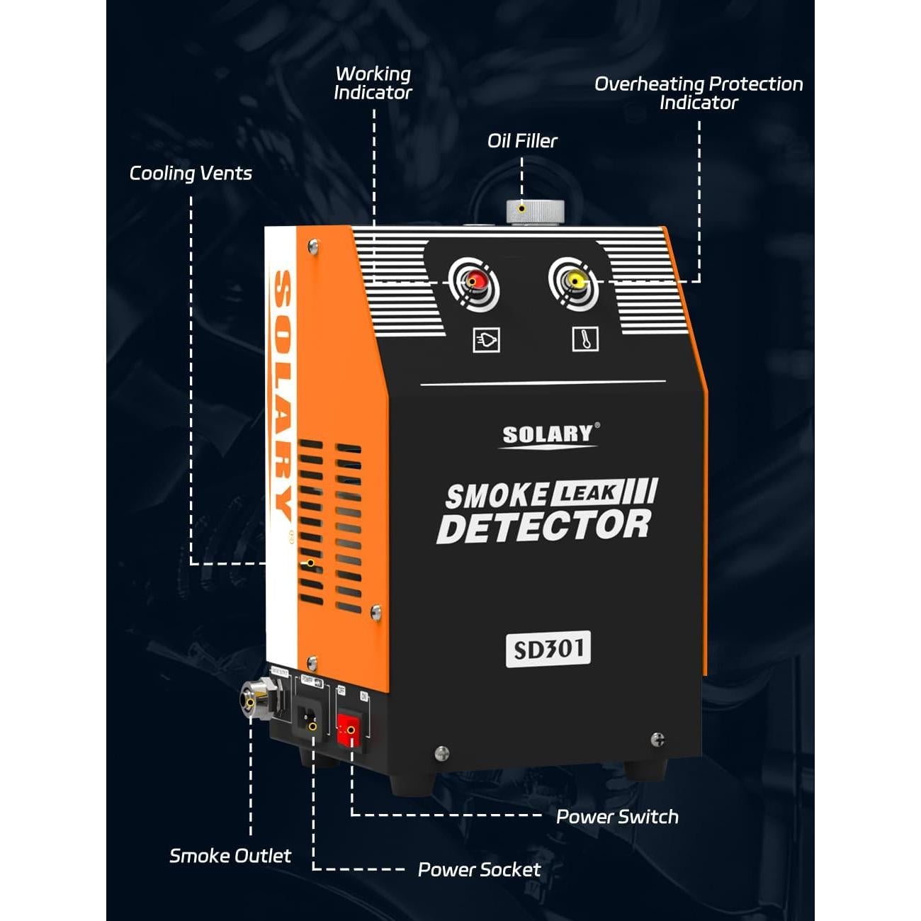 Probador de Fugas de Humo Solary SD301-OR 12V DC Portátil