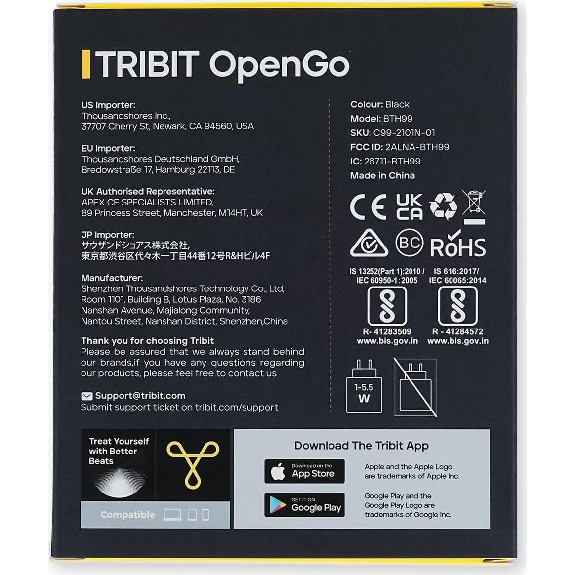 Auriculares Inalámbricos Tribit OpenGo, Bluetooth 5.3, IPX5