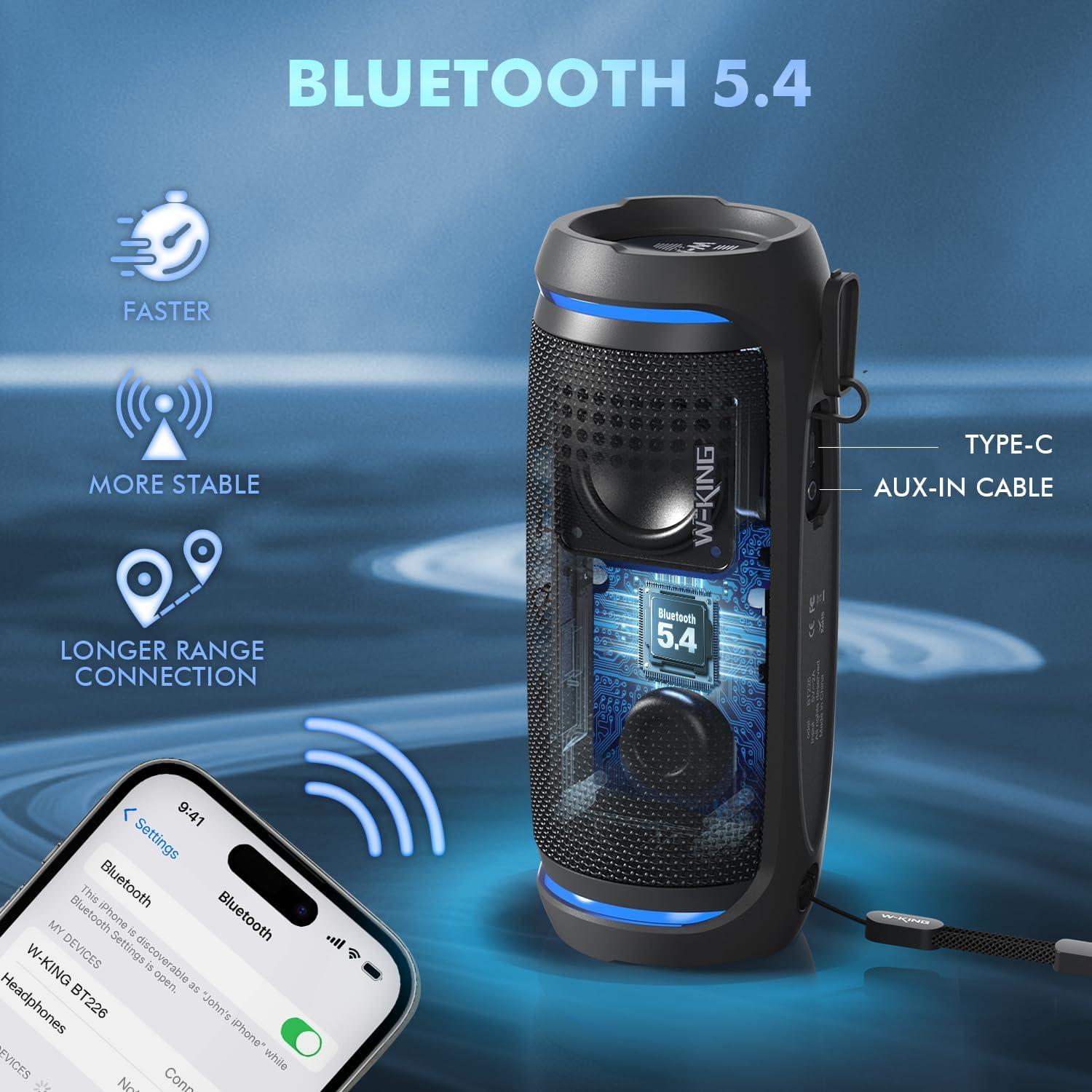 Altavoz Portátil Bluetooth W-KING BT226 36W Impermeable IPX6