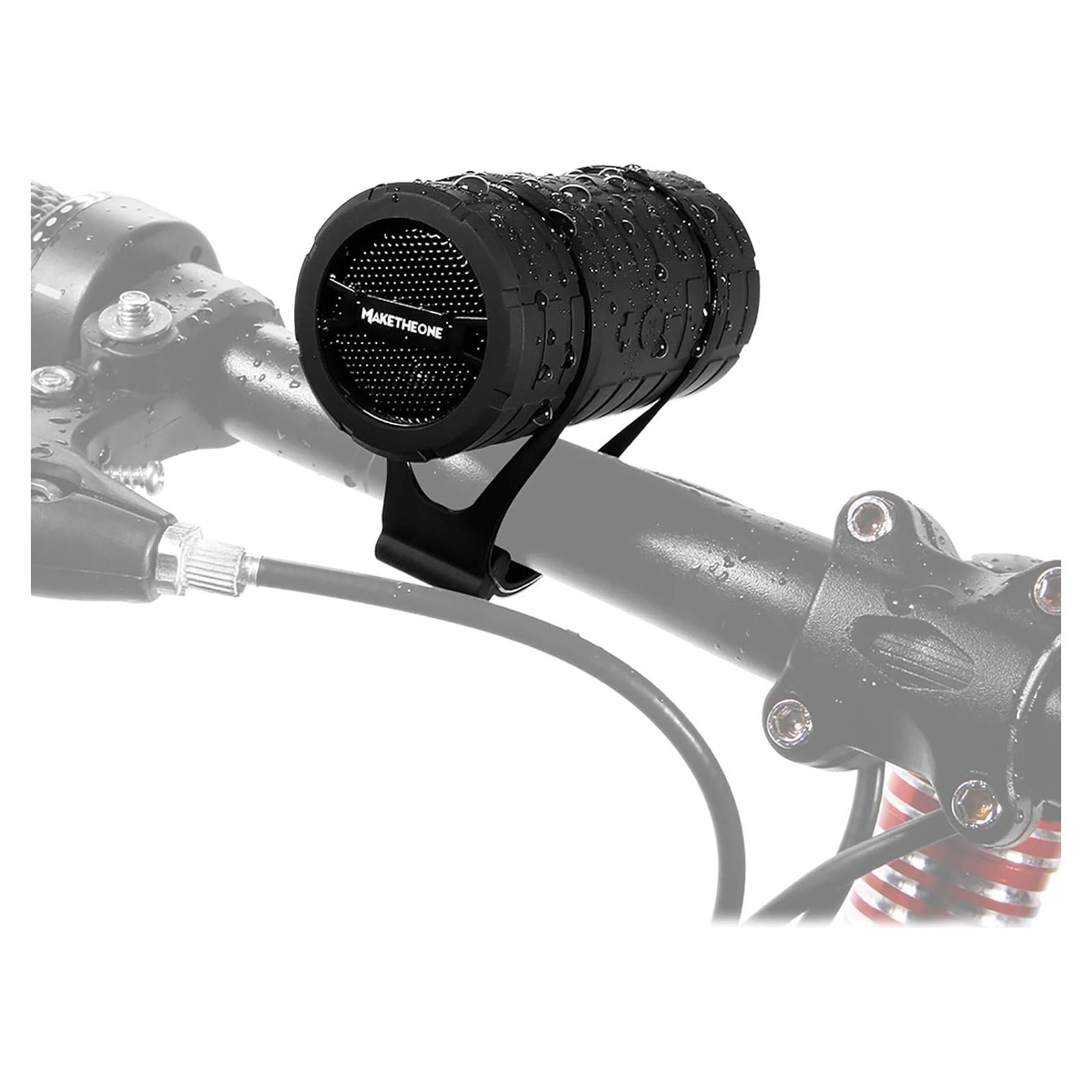 Bluetooth Wireless Speaker, MakeTheOne Portable Waterproof and Wearable Outdoor Speaker with 3.5mm Aux MicroSD Input HiFi Bass for Mountain Bike Bicycle Electric Scooter (Black)