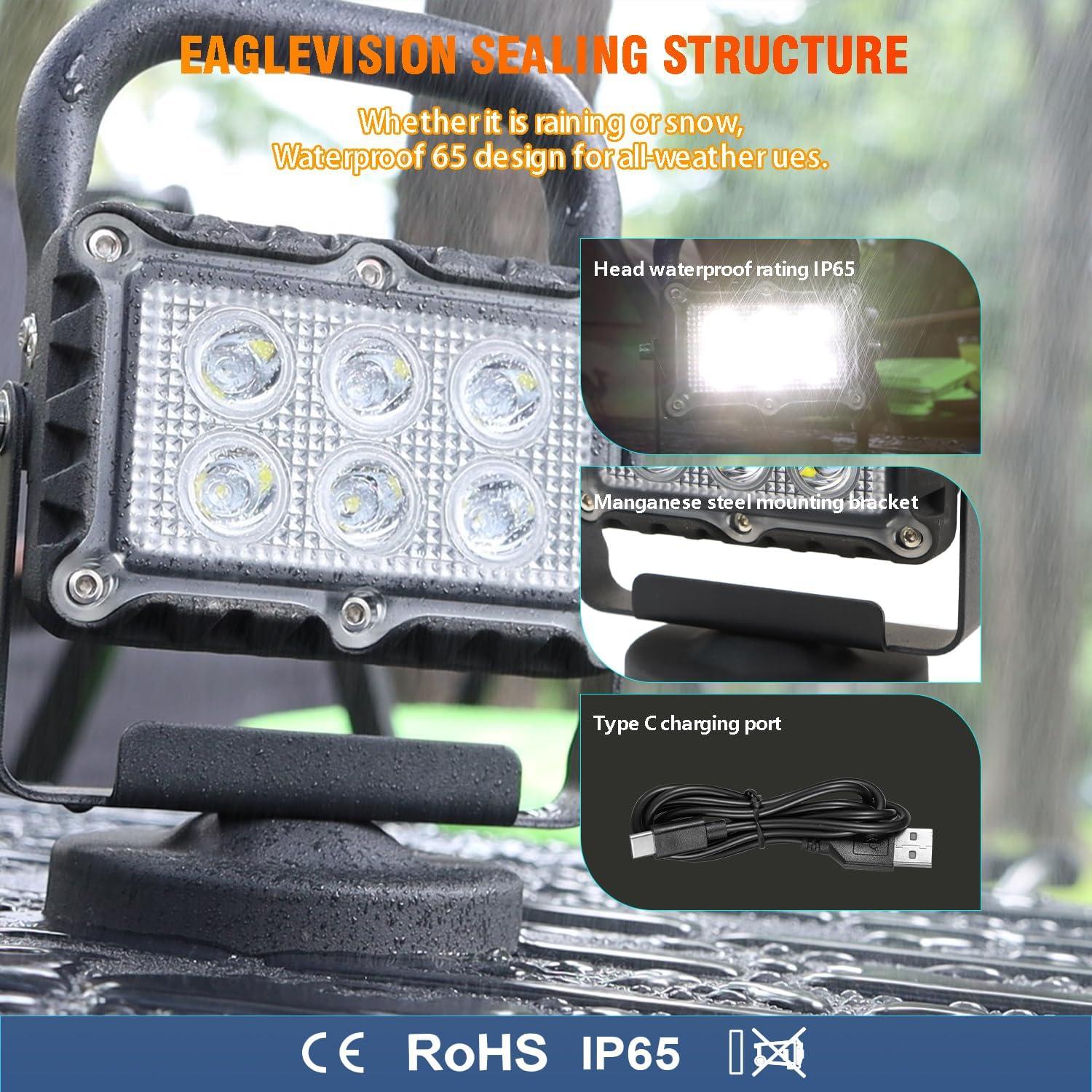 Luz de trabajo LED SMA 18W 2400 lúmenes portátil magnética