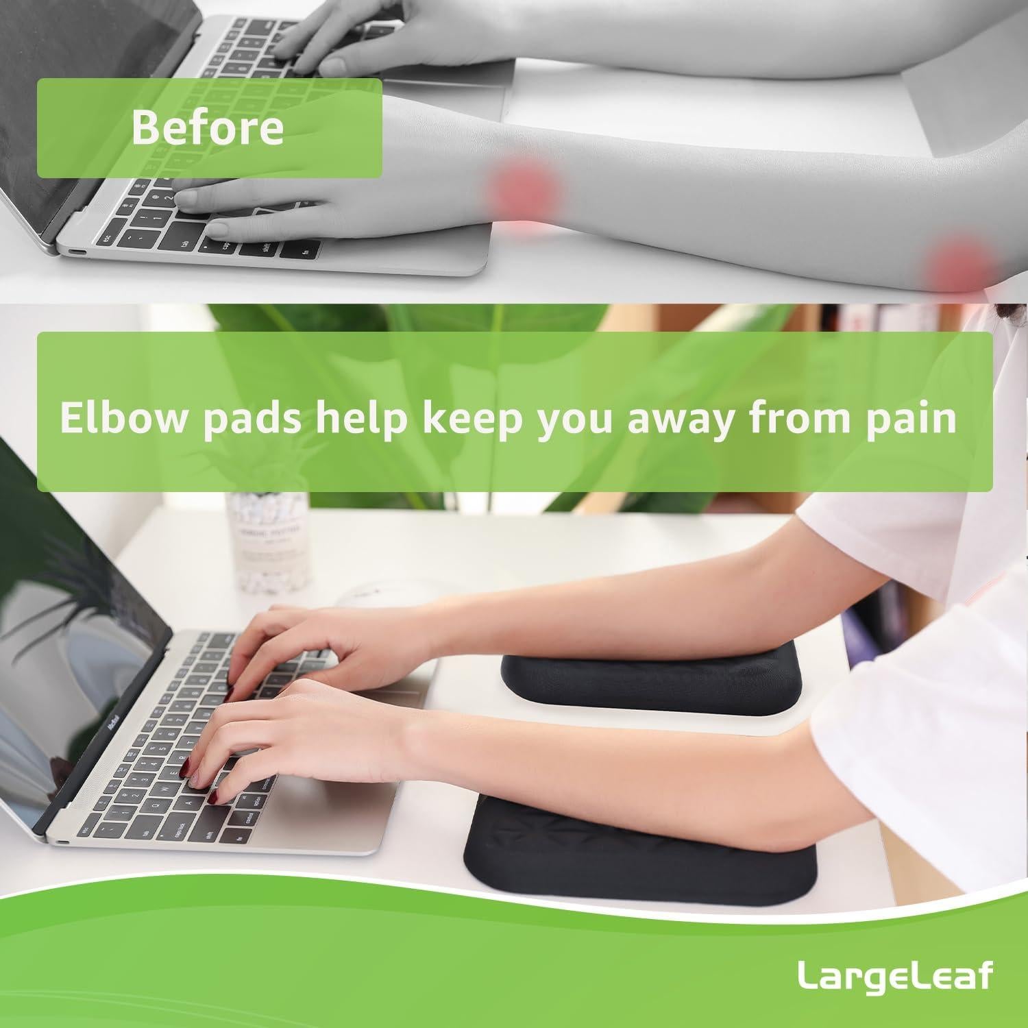 Almohadilla ergonómica LargeLeaf para muñeca y codo negra