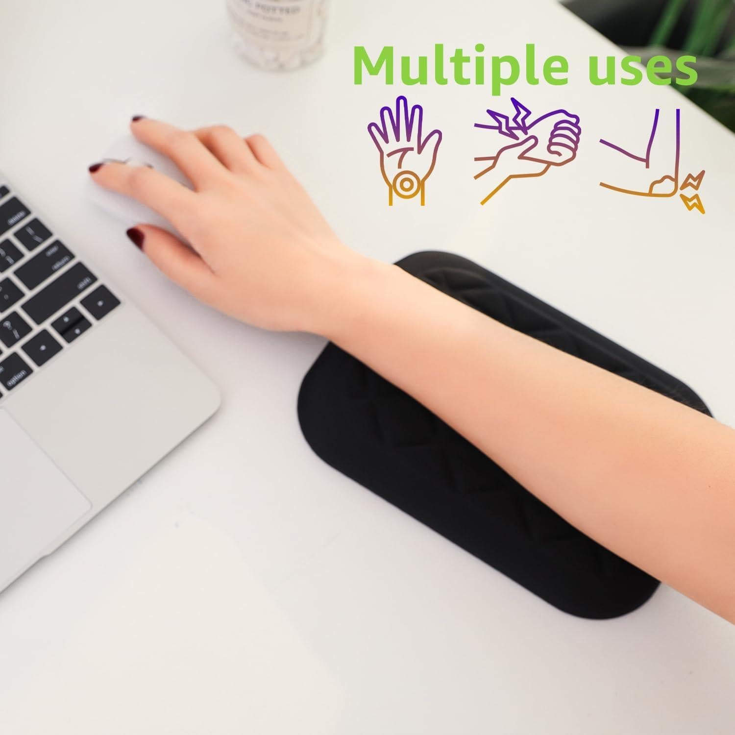 Almohadilla ergonómica LargeLeaf para muñeca y codo negra