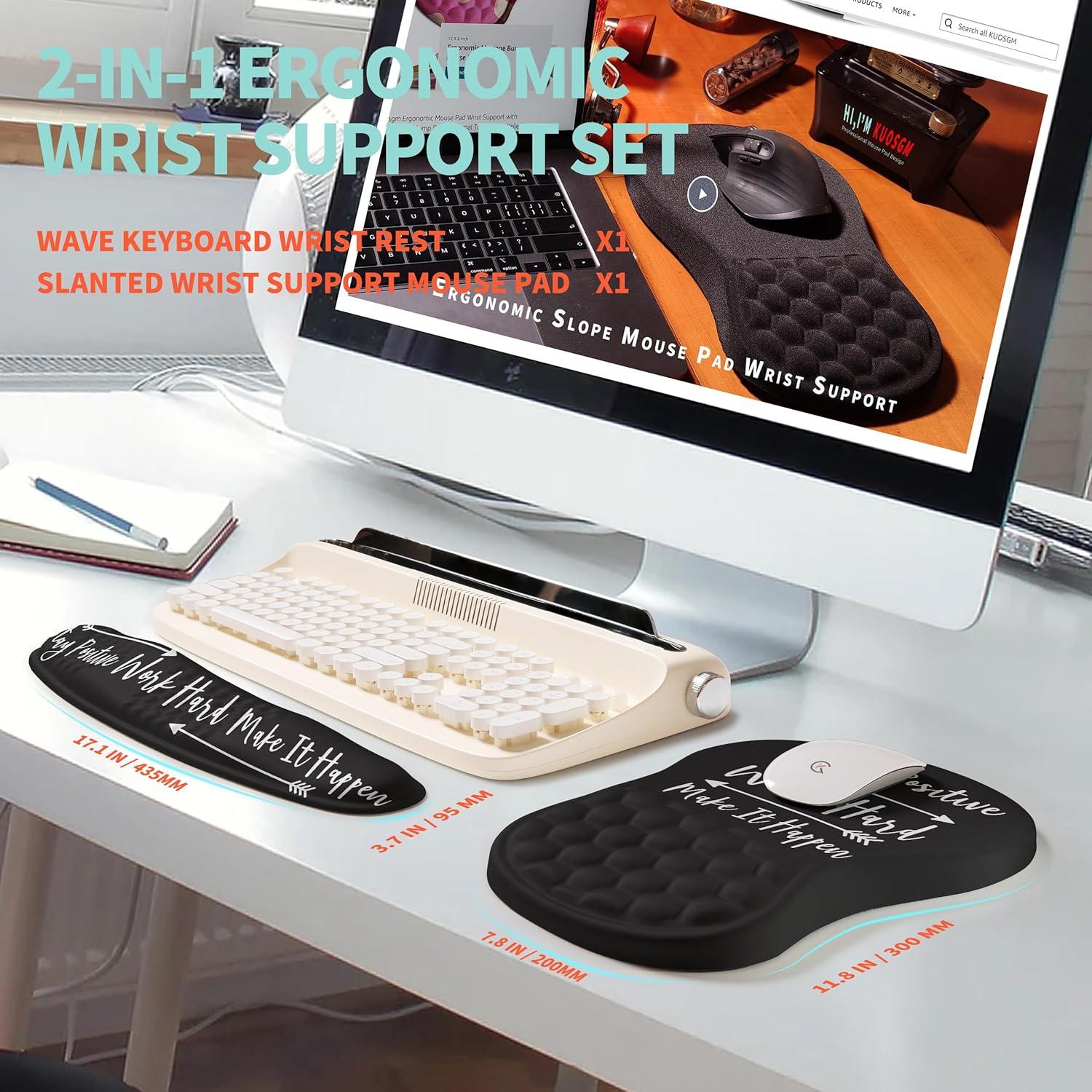 Set Ergonómico 2-en-1 KUOSGM Reposamuñecas y Almohadilla