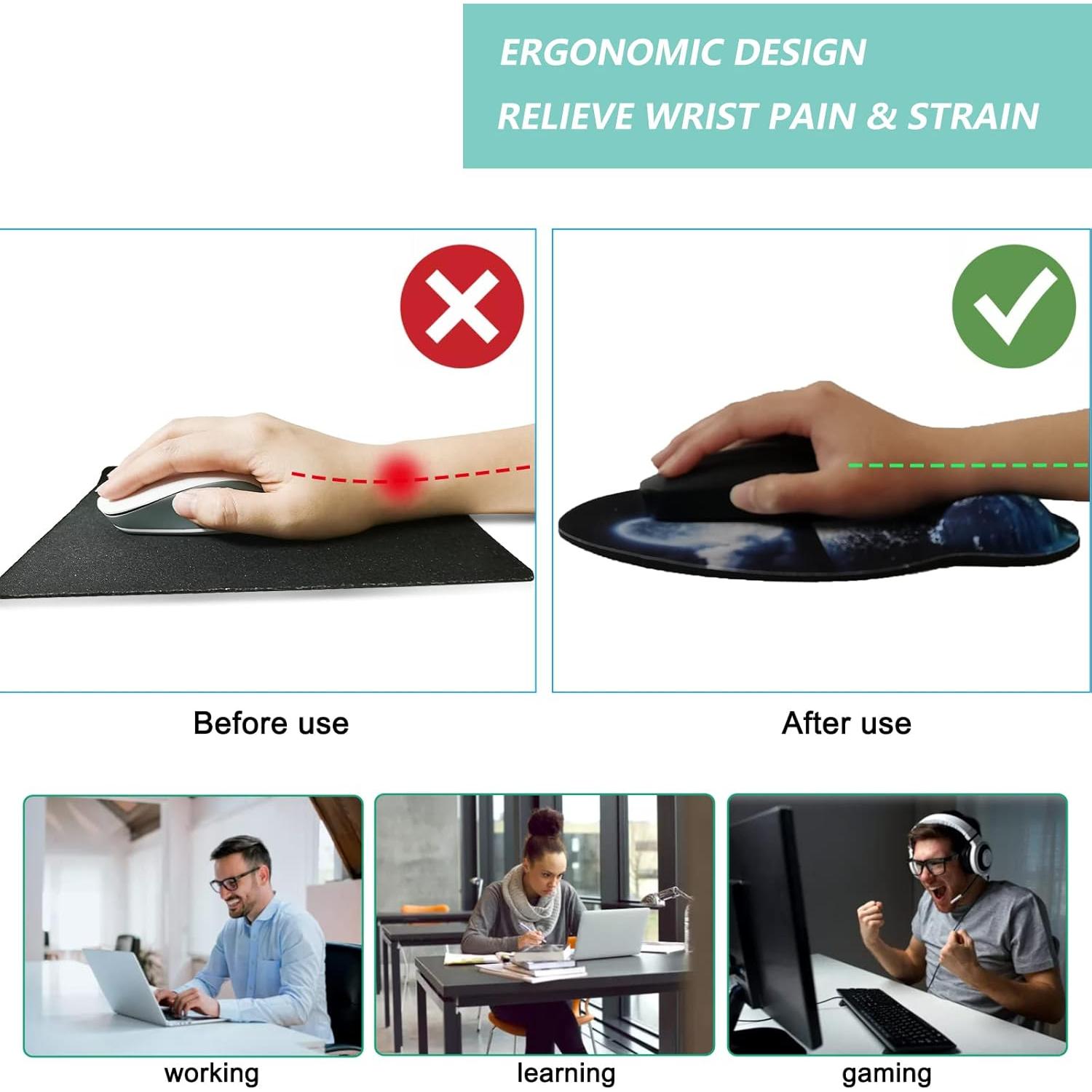 Alfombrilla de Ratón Ergonómica LIZPARE con Soporte Luna