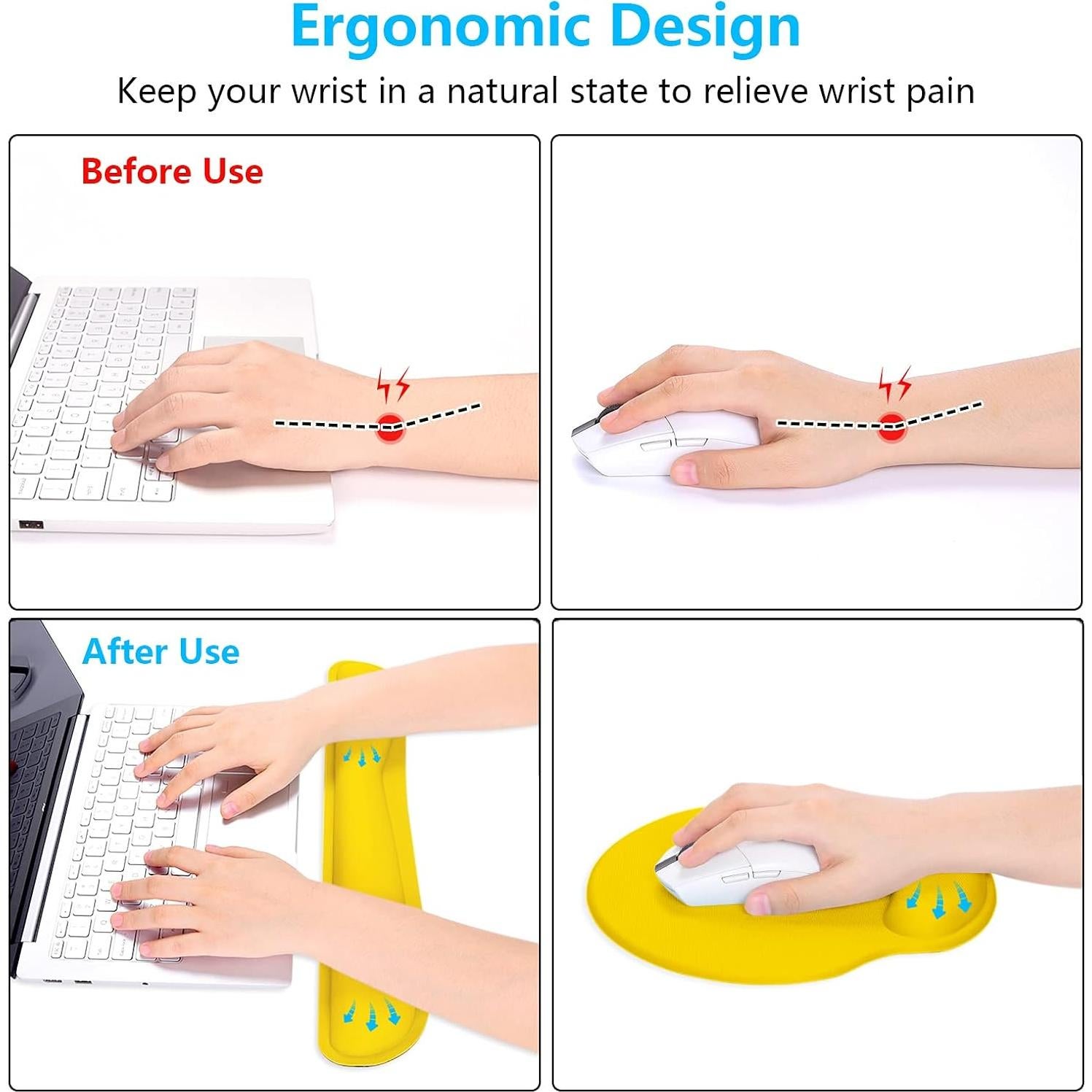 Reposamuñecas Ergonómico Dapesuom Amarillo Albaricoque