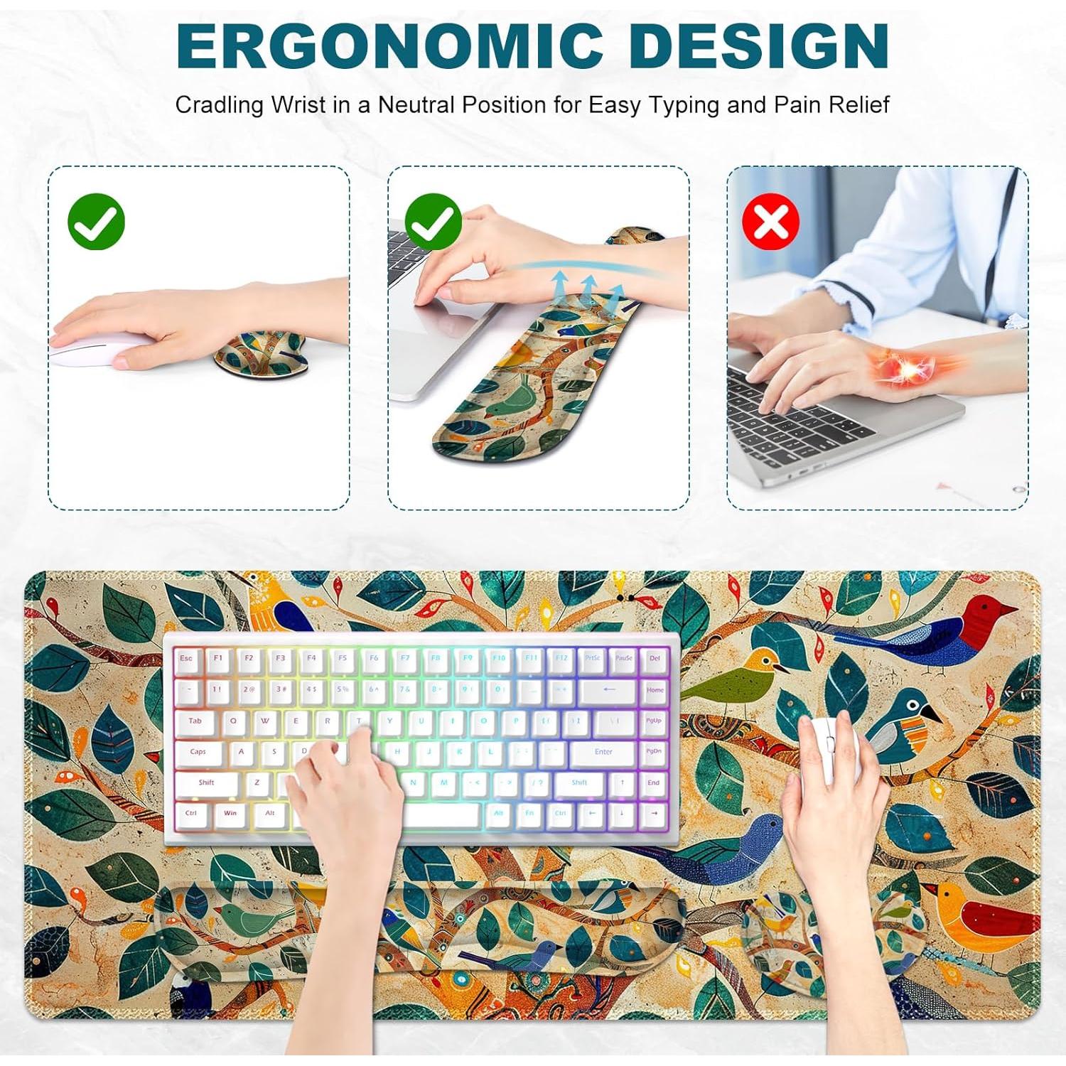 Juego de Alfombrillas de Escritorio Lauspuck XXL Ergonómicas