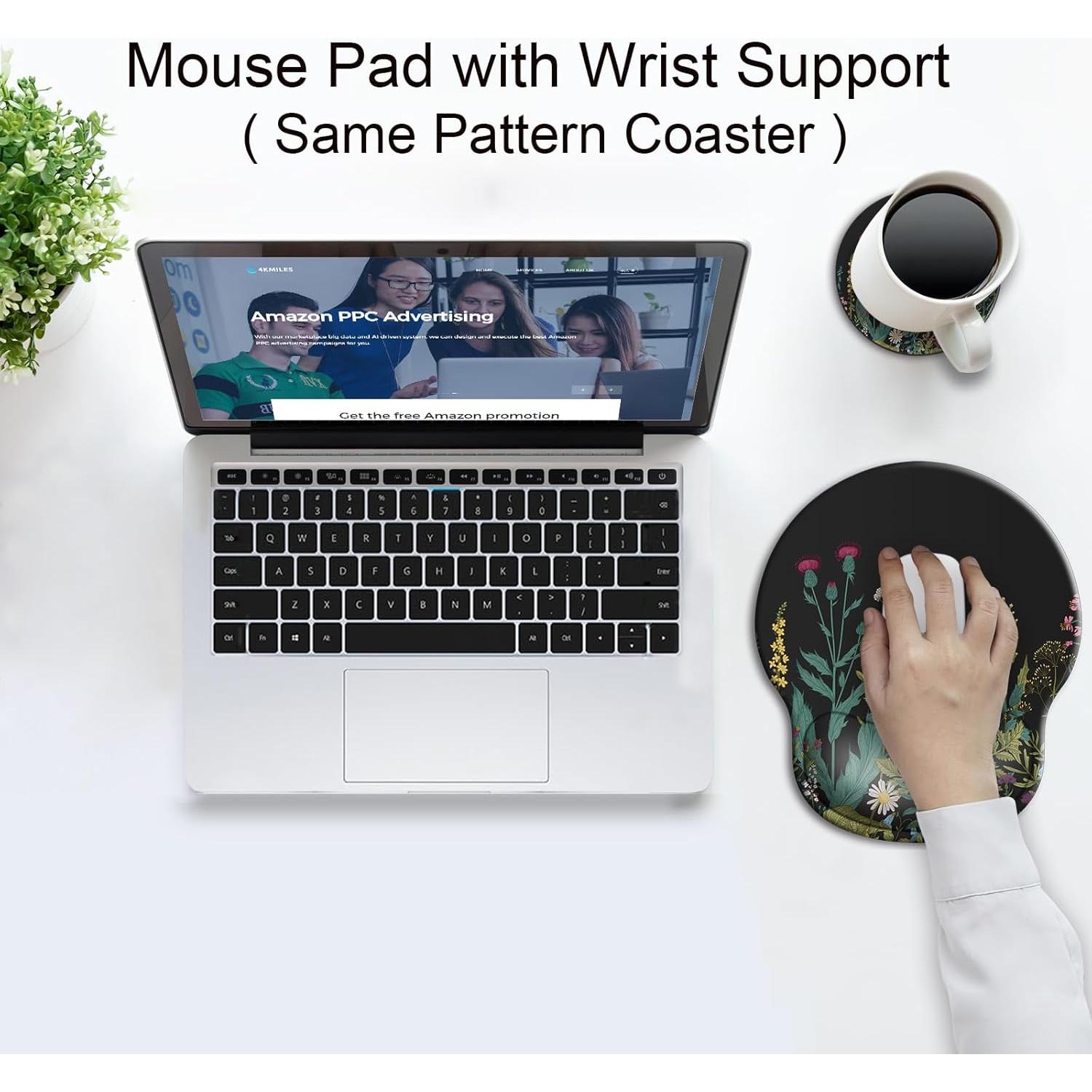 Alfombrilla Ergonómica Wiabsi con Soporte de Gel y Posavasos