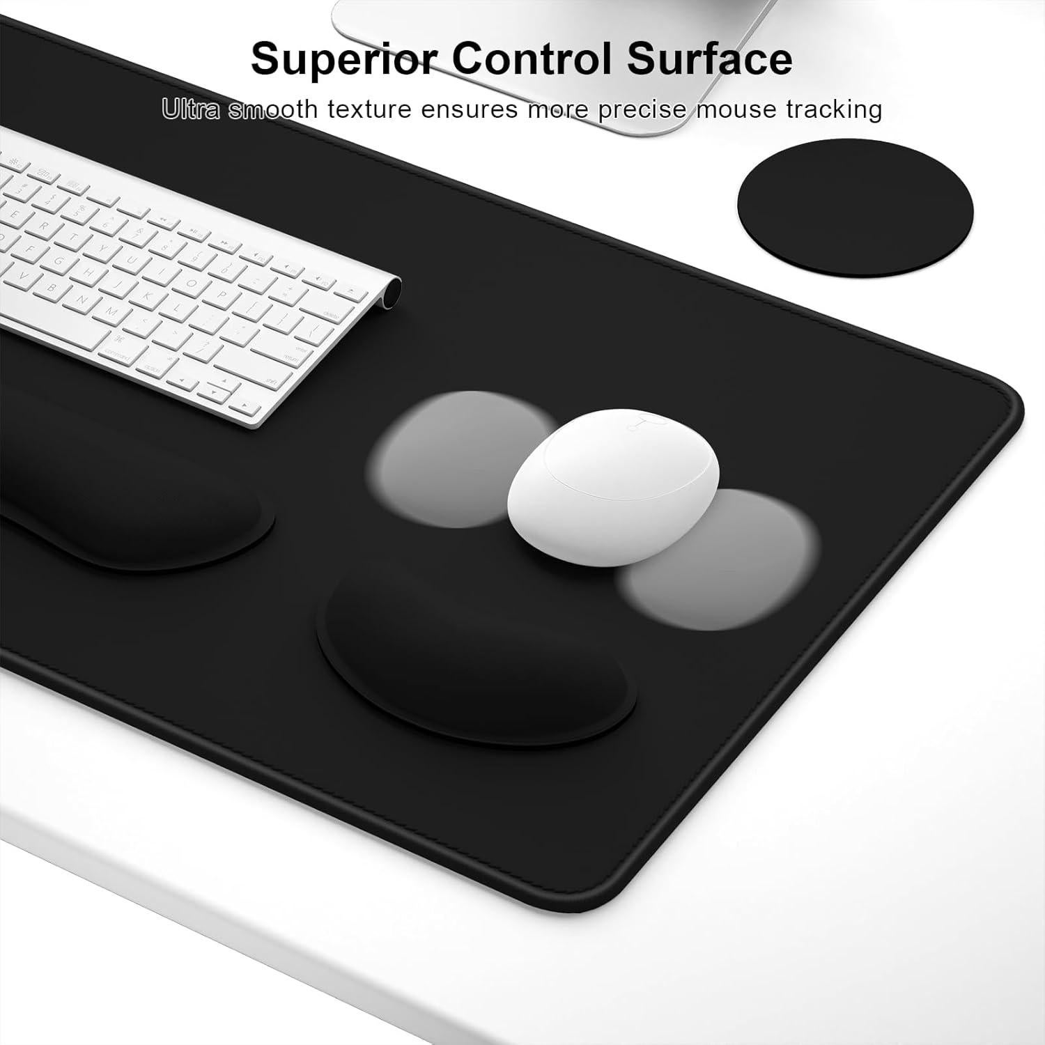 Dapesuom Conjunto Reposamuñecas y Alfombrilla XXL Negro