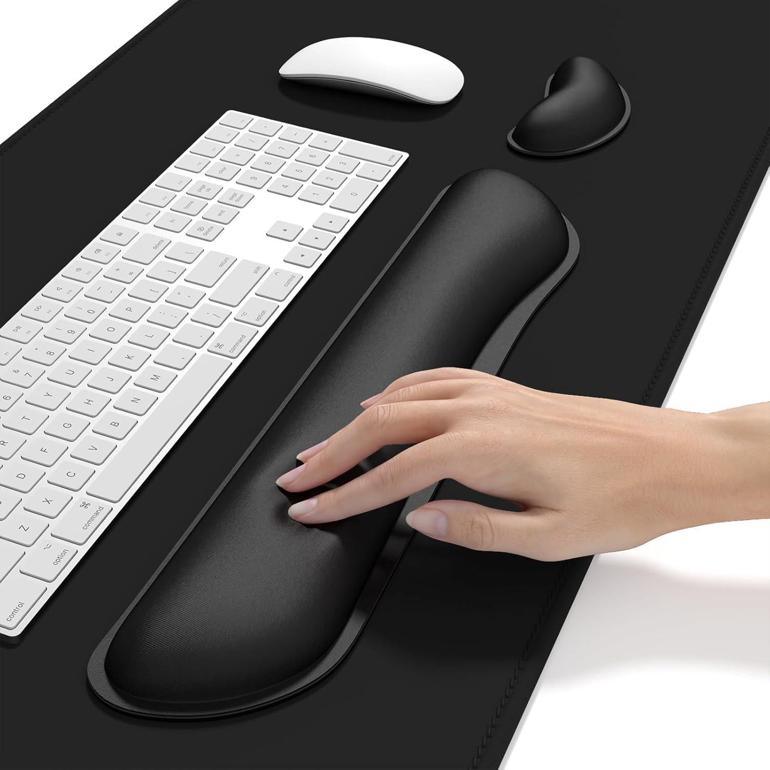 Dapesuom Conjunto Reposamuñecas y Alfombrilla XXL Negro