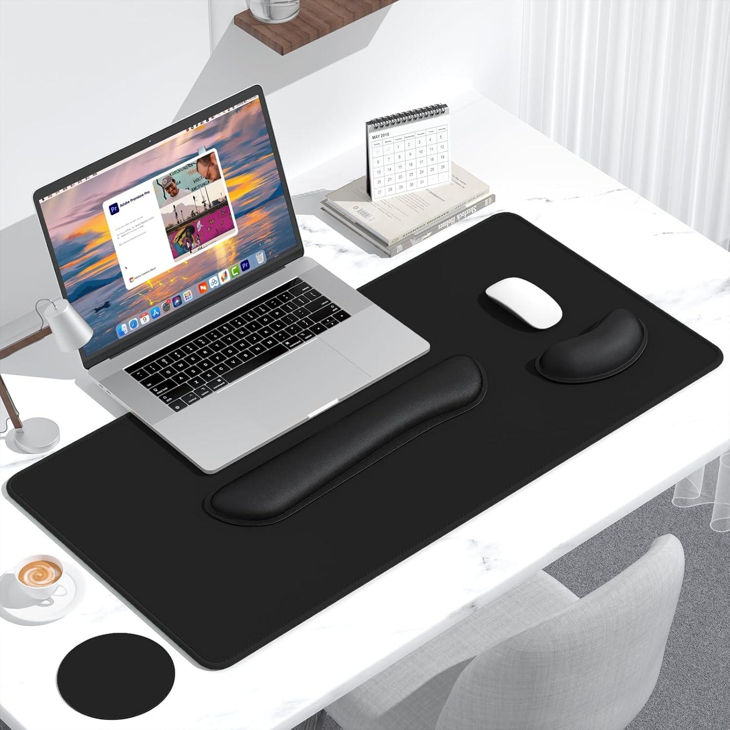 Dapesuom Conjunto Reposamuñecas y Alfombrilla XXL Negro