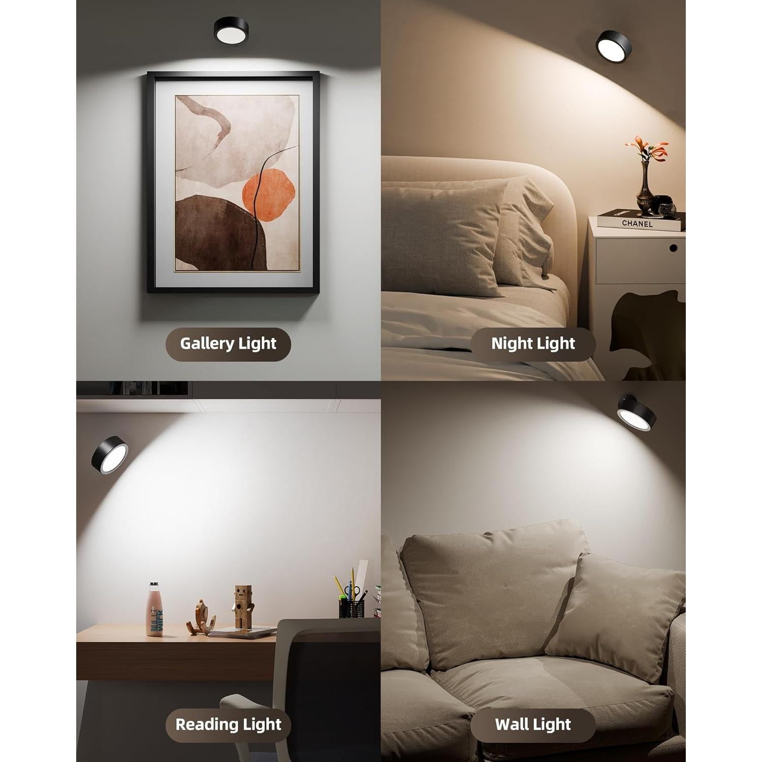 EZVALO Lámpara LED de Pared Recargable 5500mAh 2 Paquete