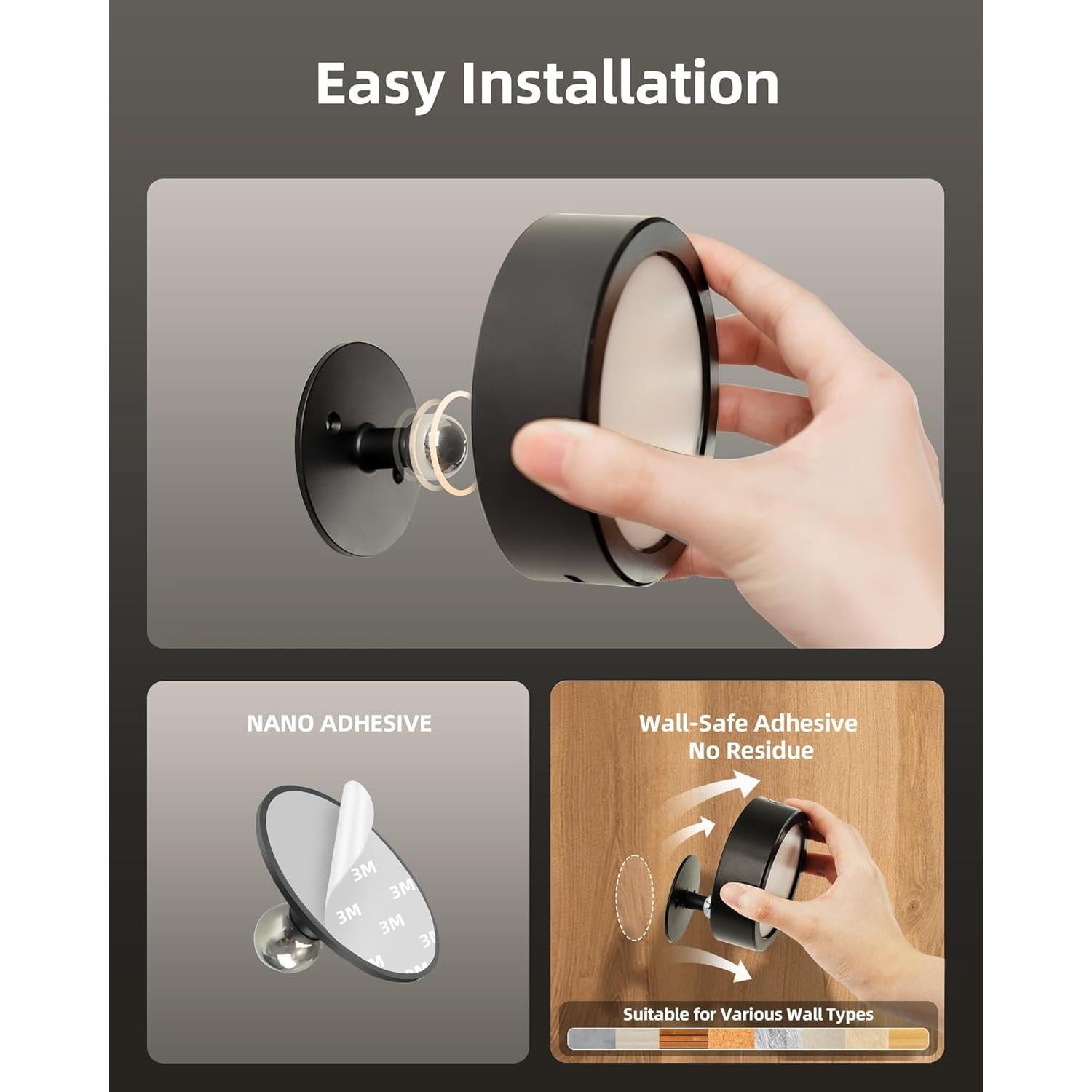 EZVALO Lámpara LED de Pared Recargable 5500mAh 2 Paquete