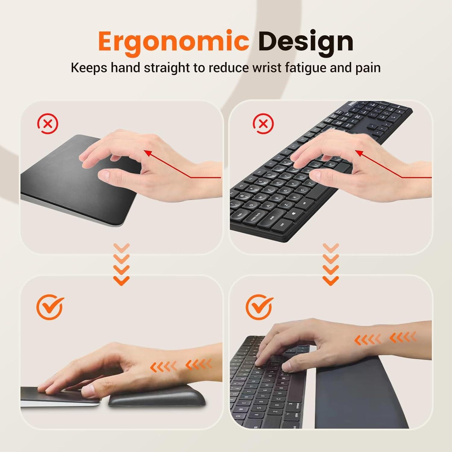 Reposamuñecas Ergonómico HONKID Gel Frío Negro 43.94x9cm