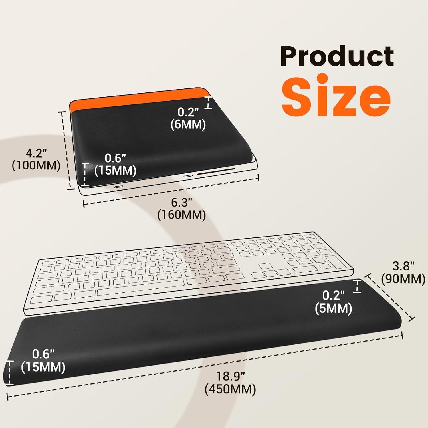 Reposamuñecas Ergonómico HONKID Gel Frío Negro 43.94x9cm