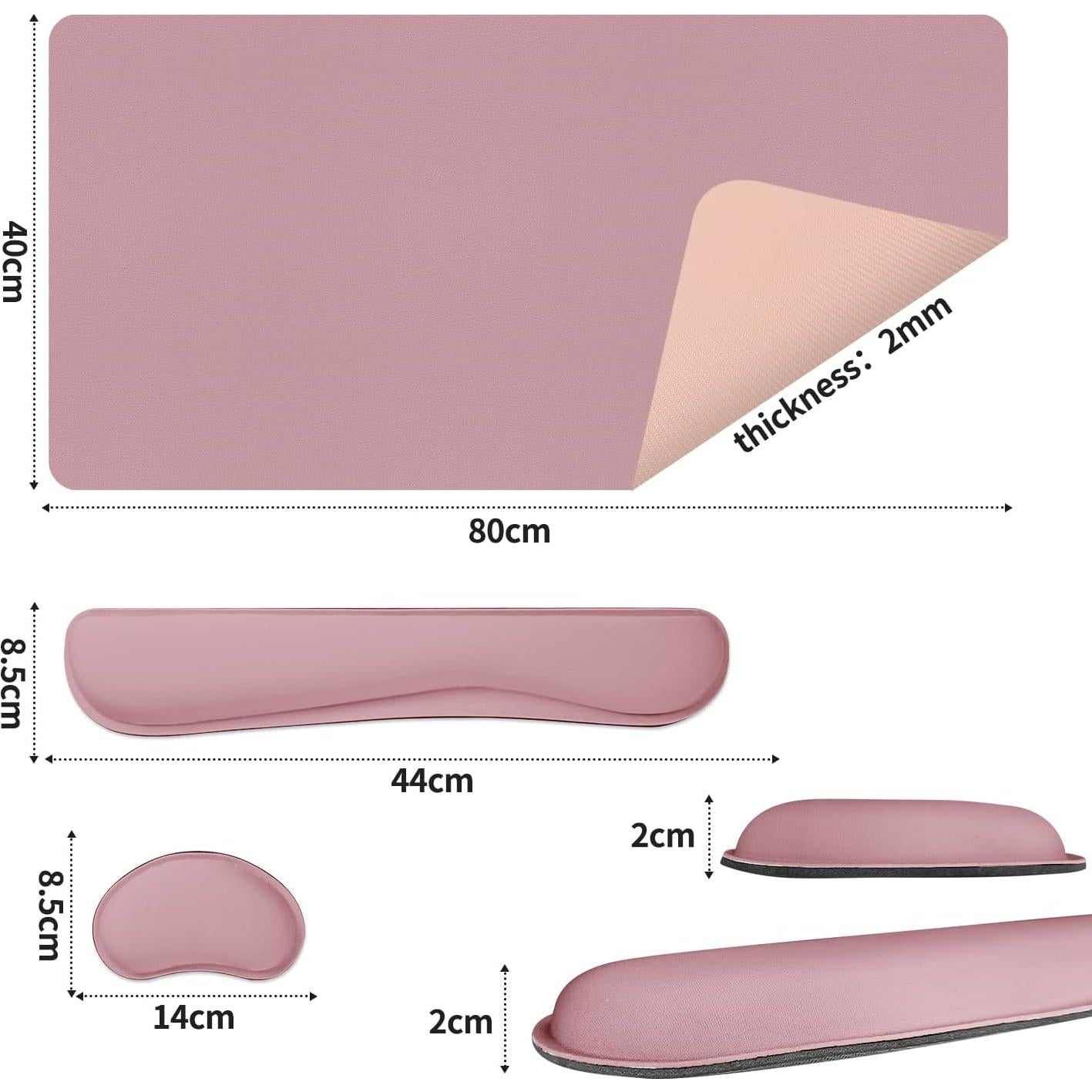 Juego de Alfombrillas de Escritorio Meetcolor 80x40 cm Rosa