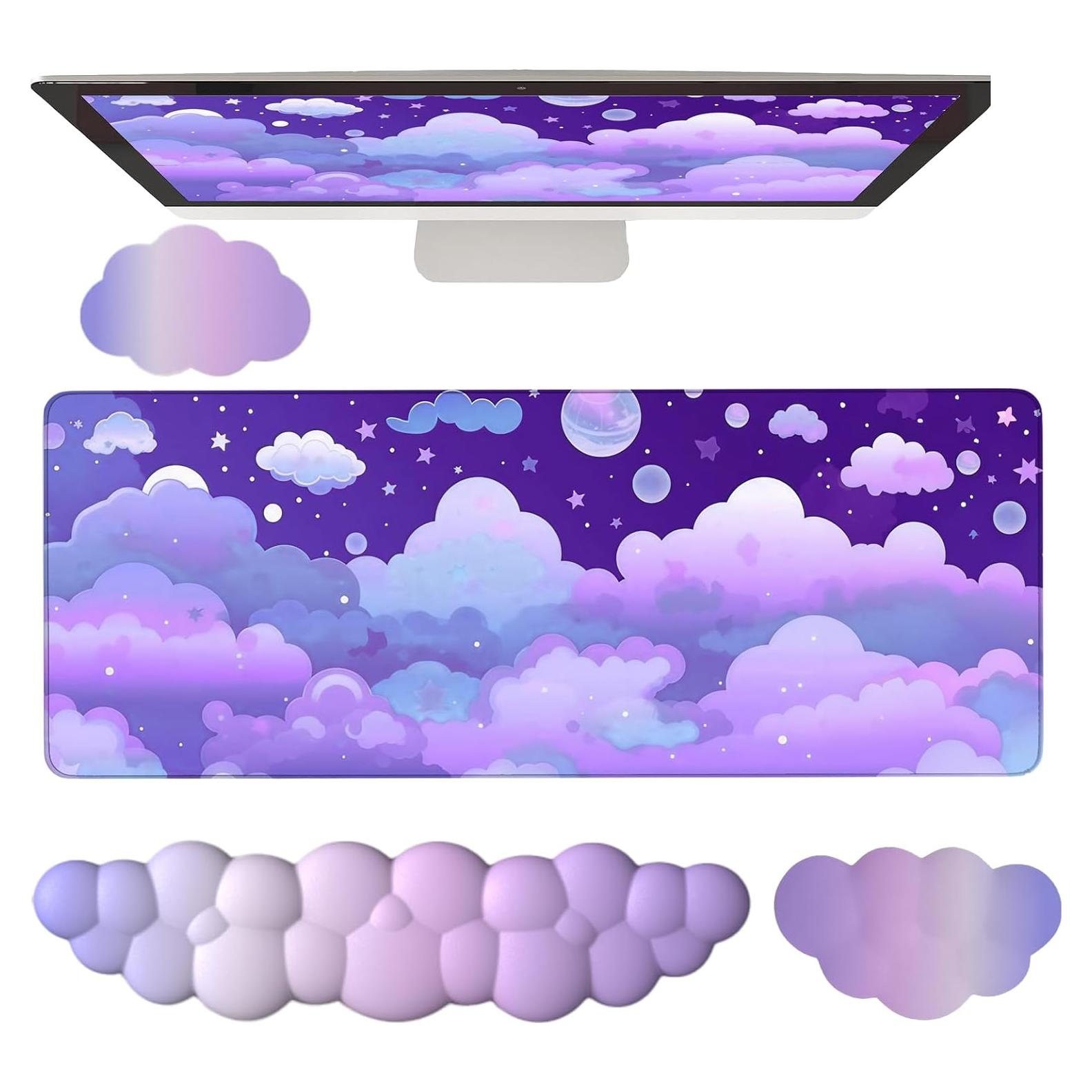 Almohadilla de Ratón WFCYGL Nube Púrpura con Reposamuñecas