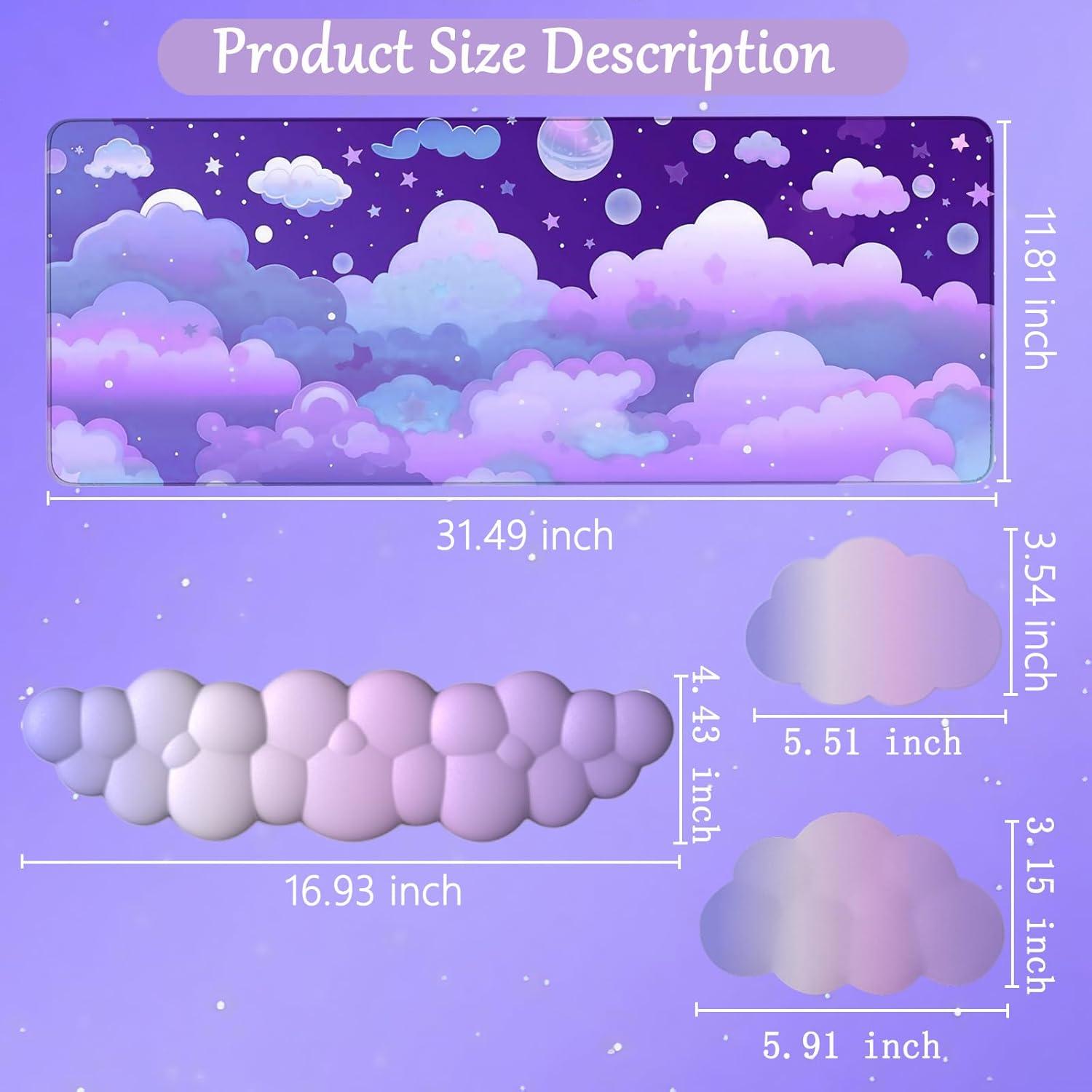 Almohadilla de Ratón WFCYGL Nube Púrpura con Reposamuñecas